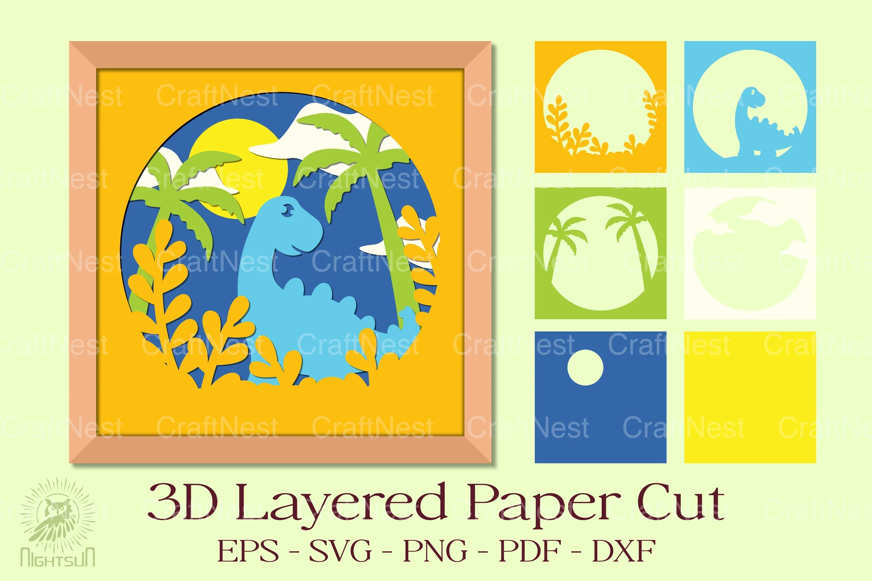 Stegosaurus 3D Shadow Box SVG Bundle - Image 3