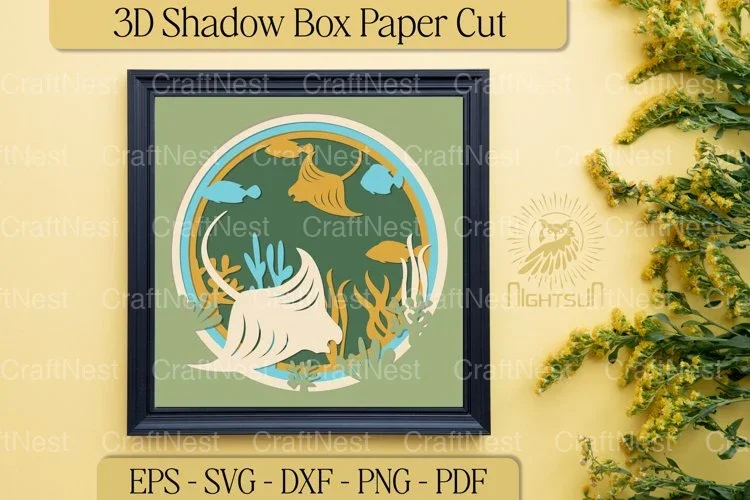 Stingray Ocean 3D Shadow Box Clipart Bundle