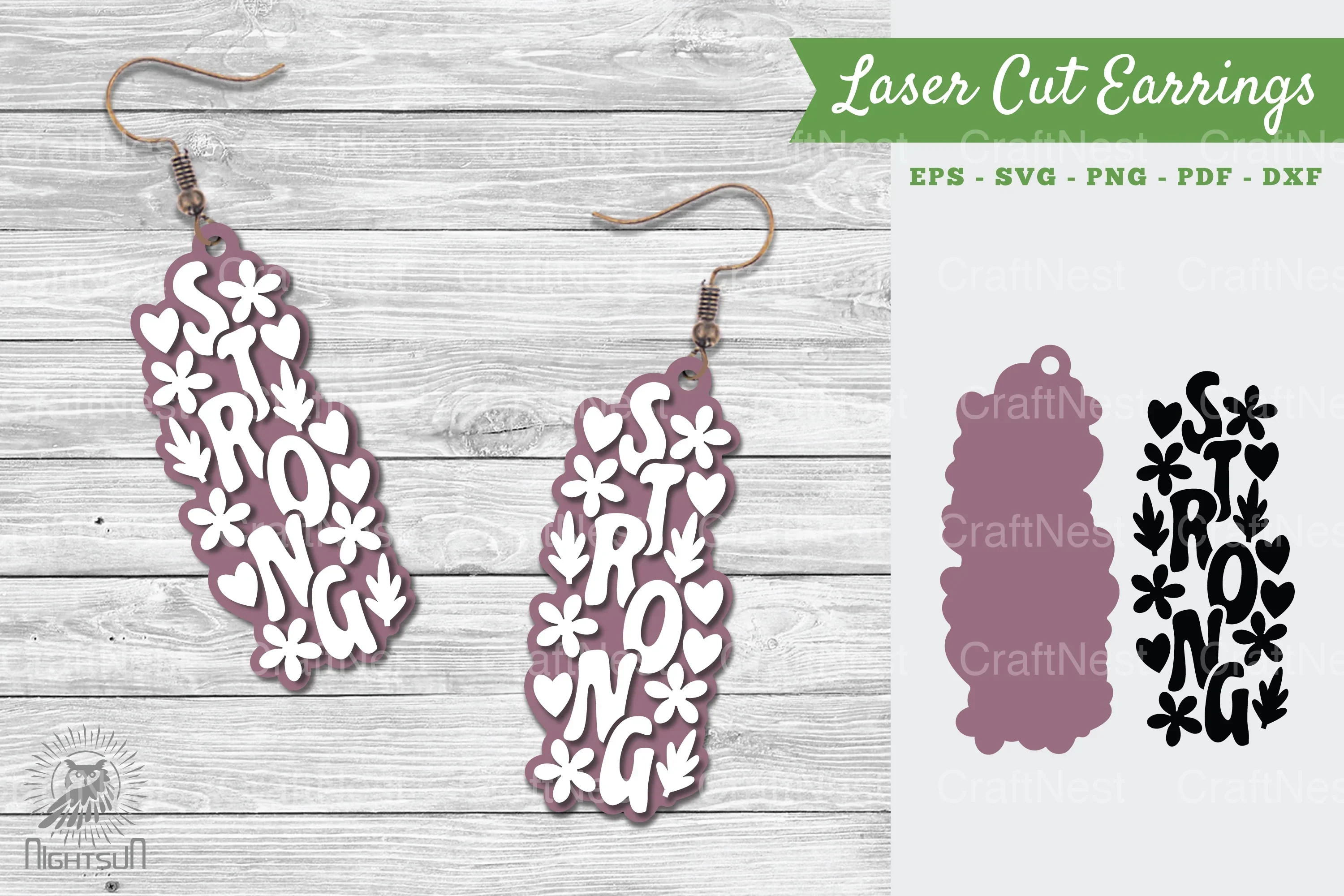 Strong Laser Cut Earrings SVG Bundle
