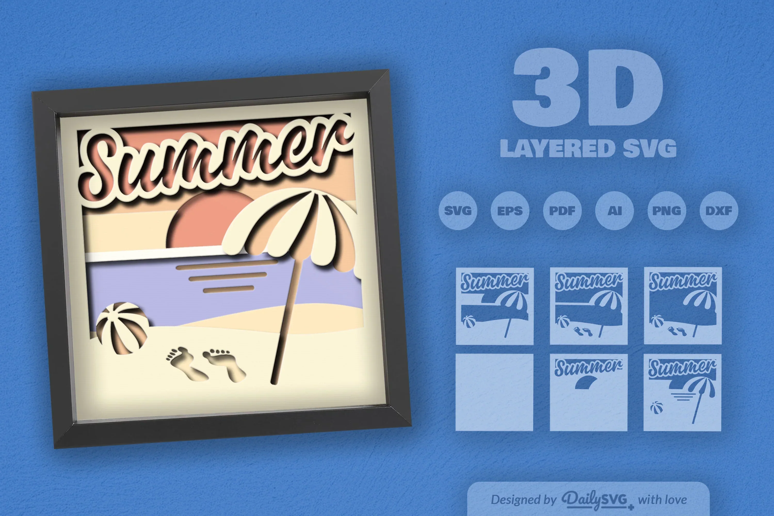 Summer Beach Shadow Box Template SVG Bundle - Image 2