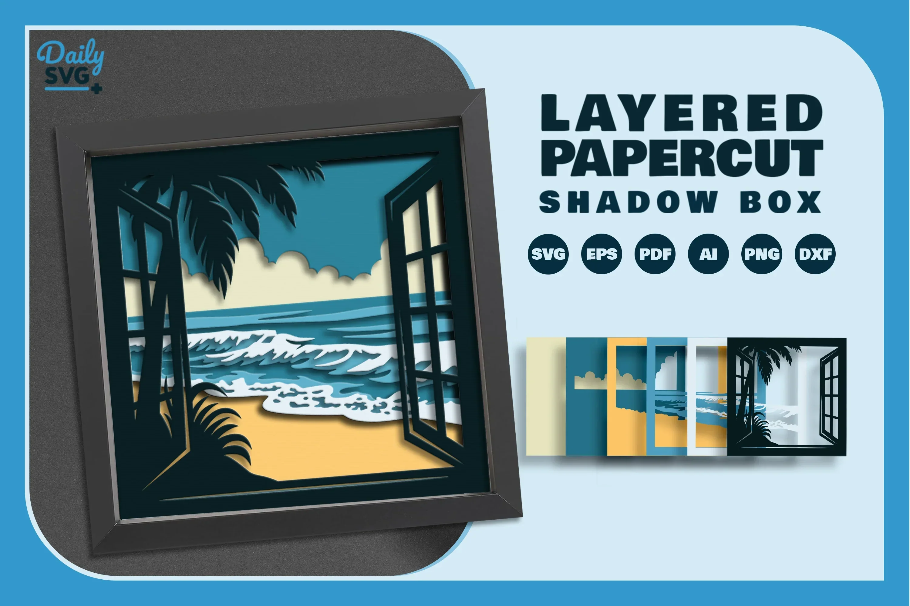 Summer Beach Window Papercut SVG Bundle - Image 2