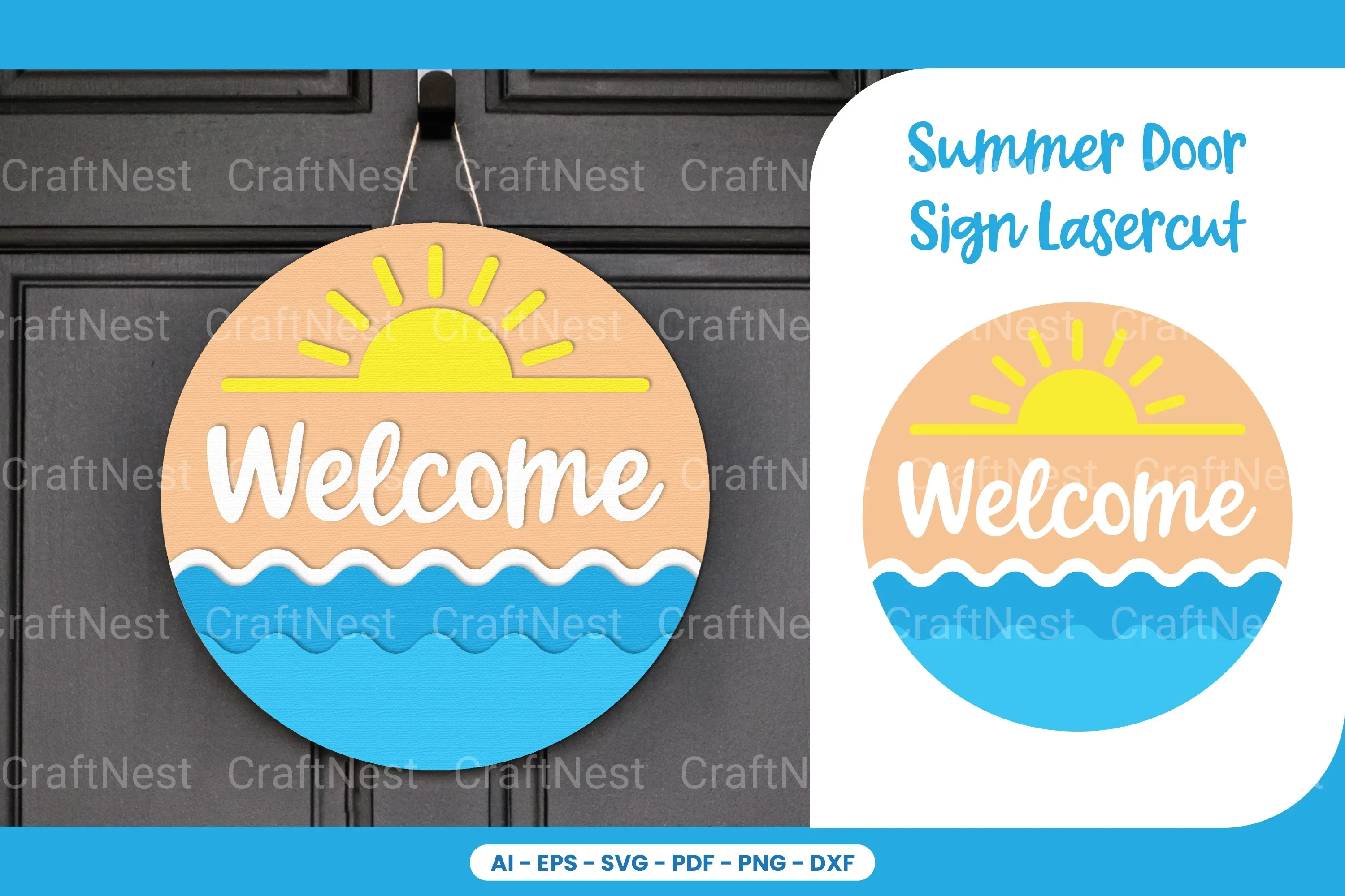 Summer Door Sign Lasercut SVG Bundle