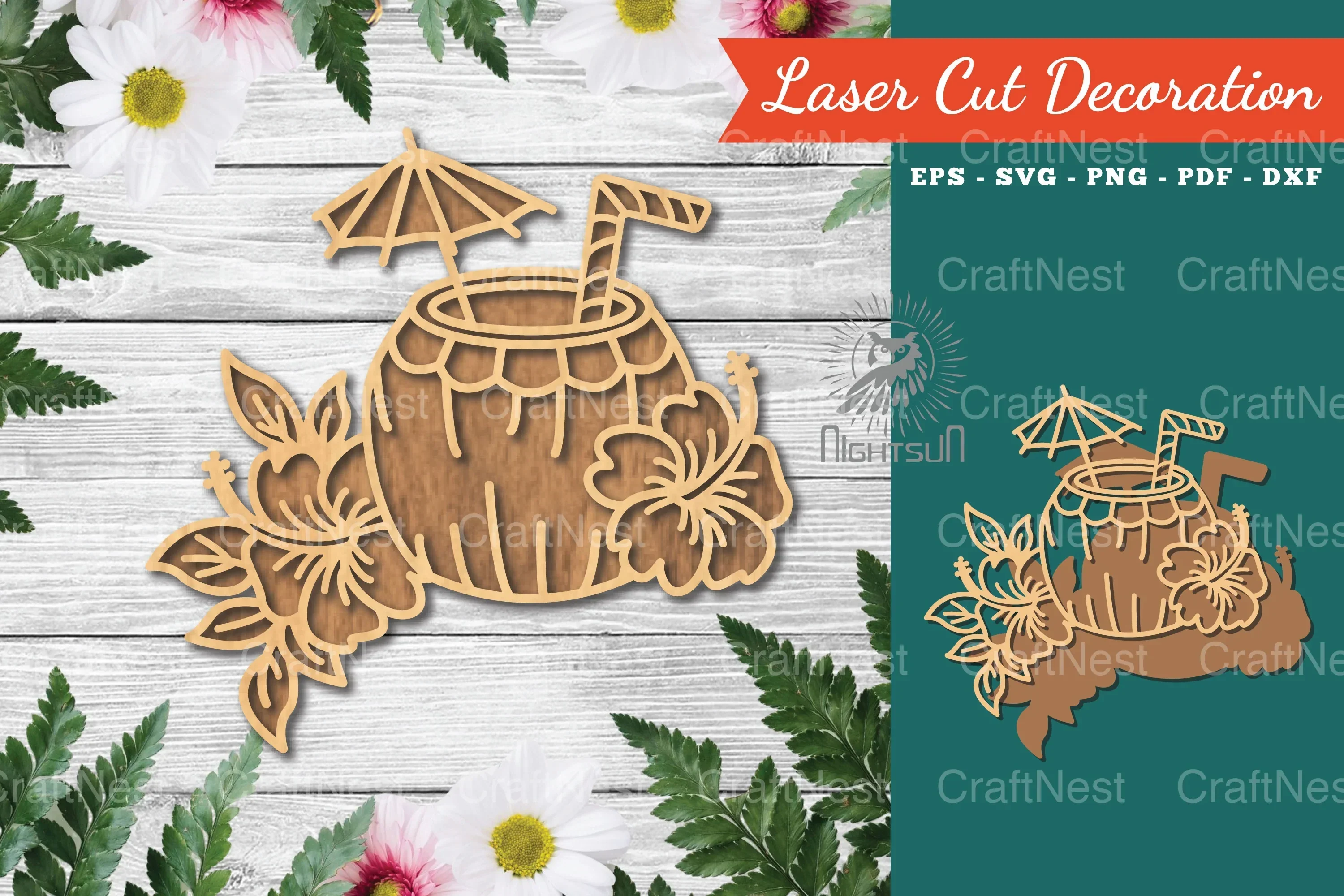 Summer Drink Laser Cut Decoration Clipart Bundle