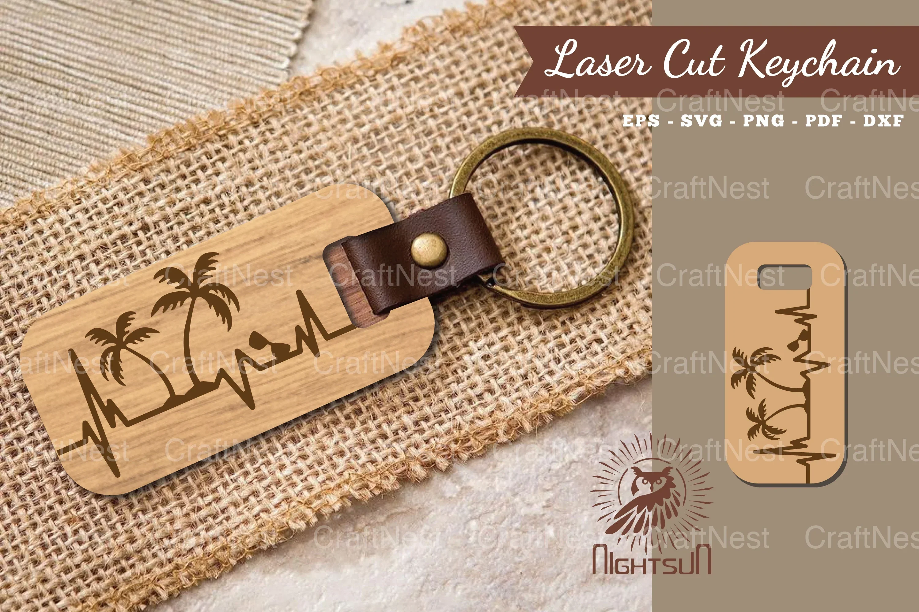 Summer Heartbeat Laser Cut Keychain SVG Bundle