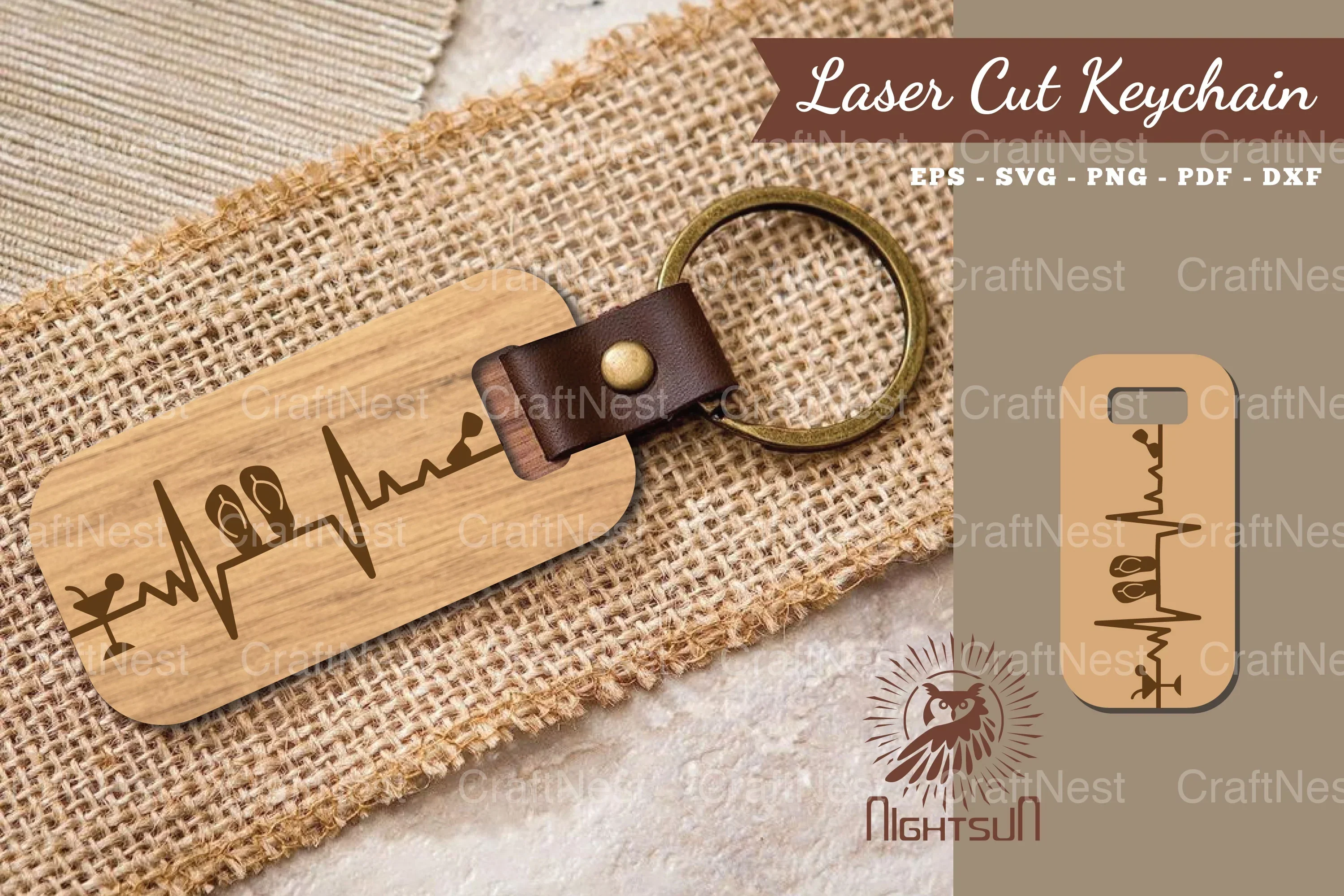Summer Heartbeat Laser Cut Keychain SVG Bundle