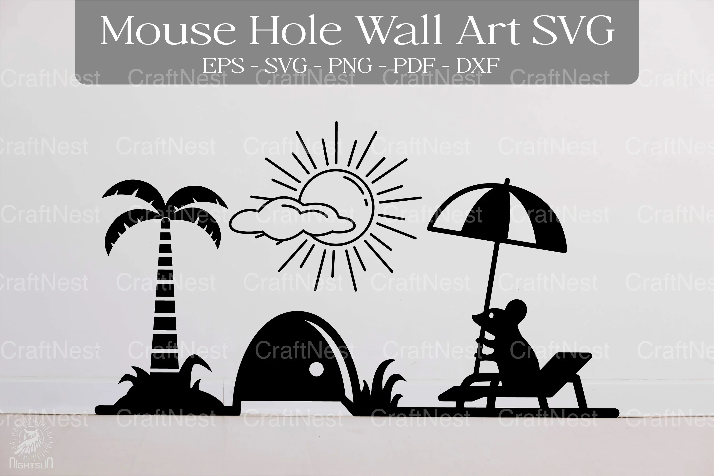 Summer Mouse Hole Wall Art Clipart Bundle
