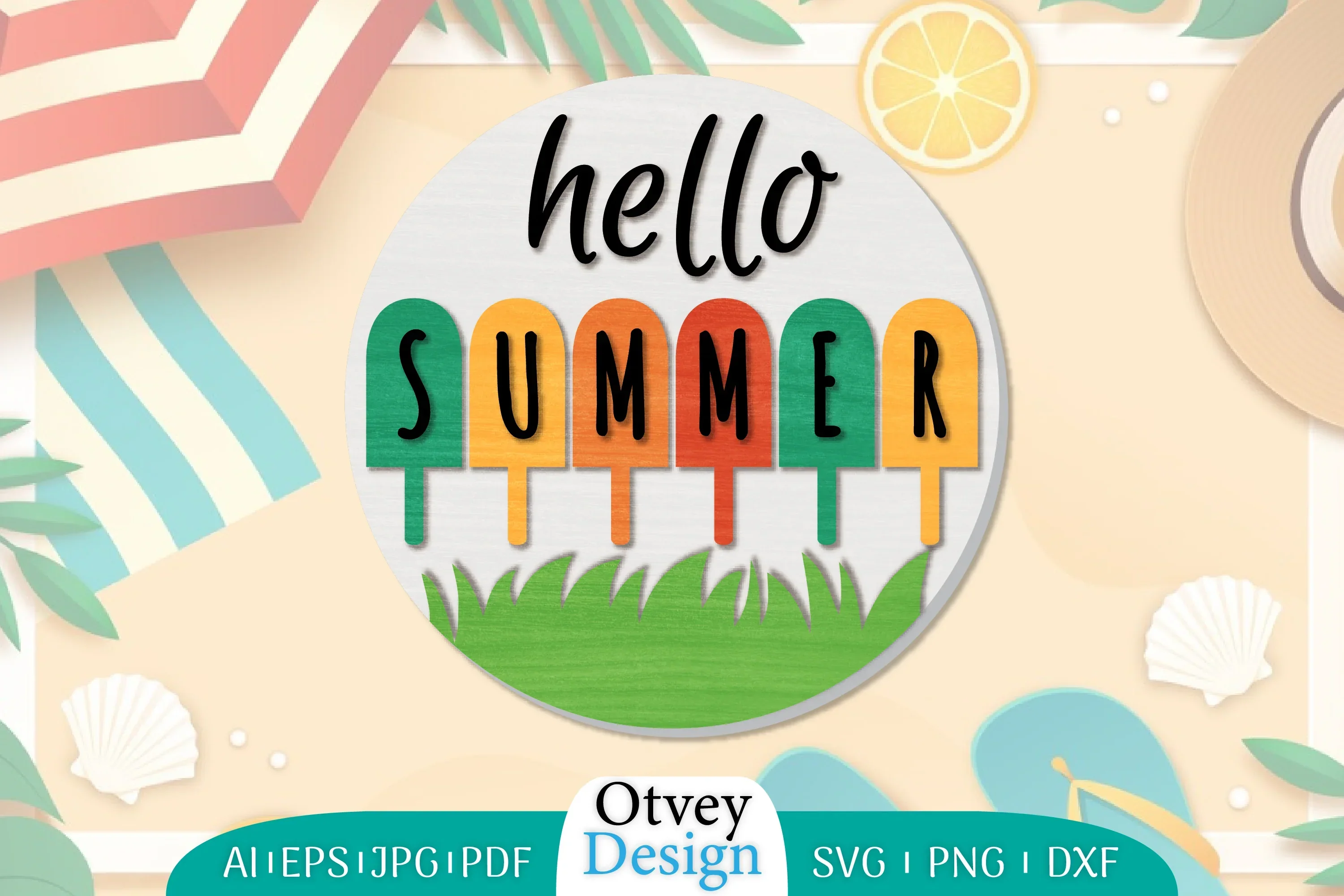 Summer Round Door Hanger SVG Bundle
