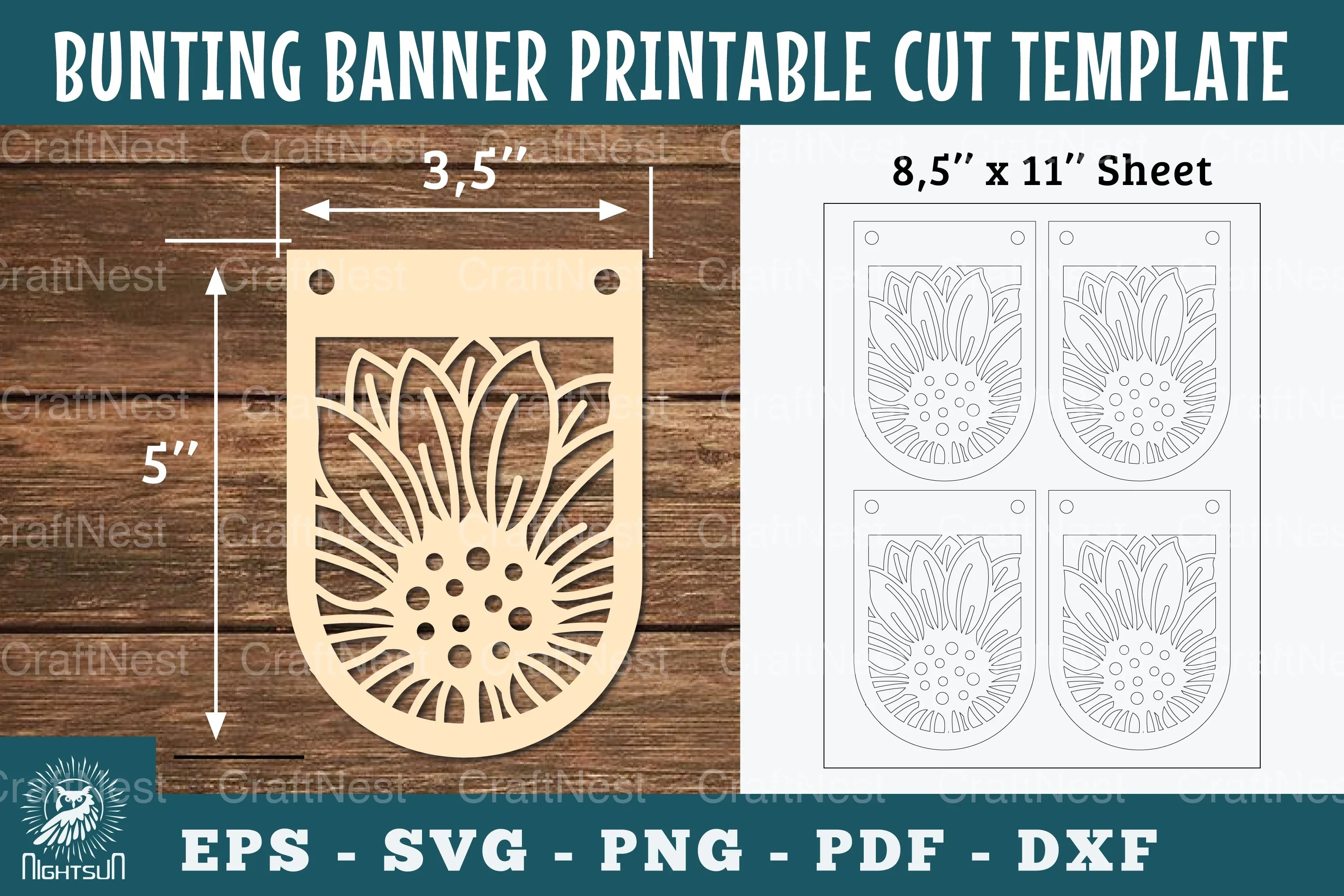 Sunflower Bunting Banner Printable Clipart Bundle