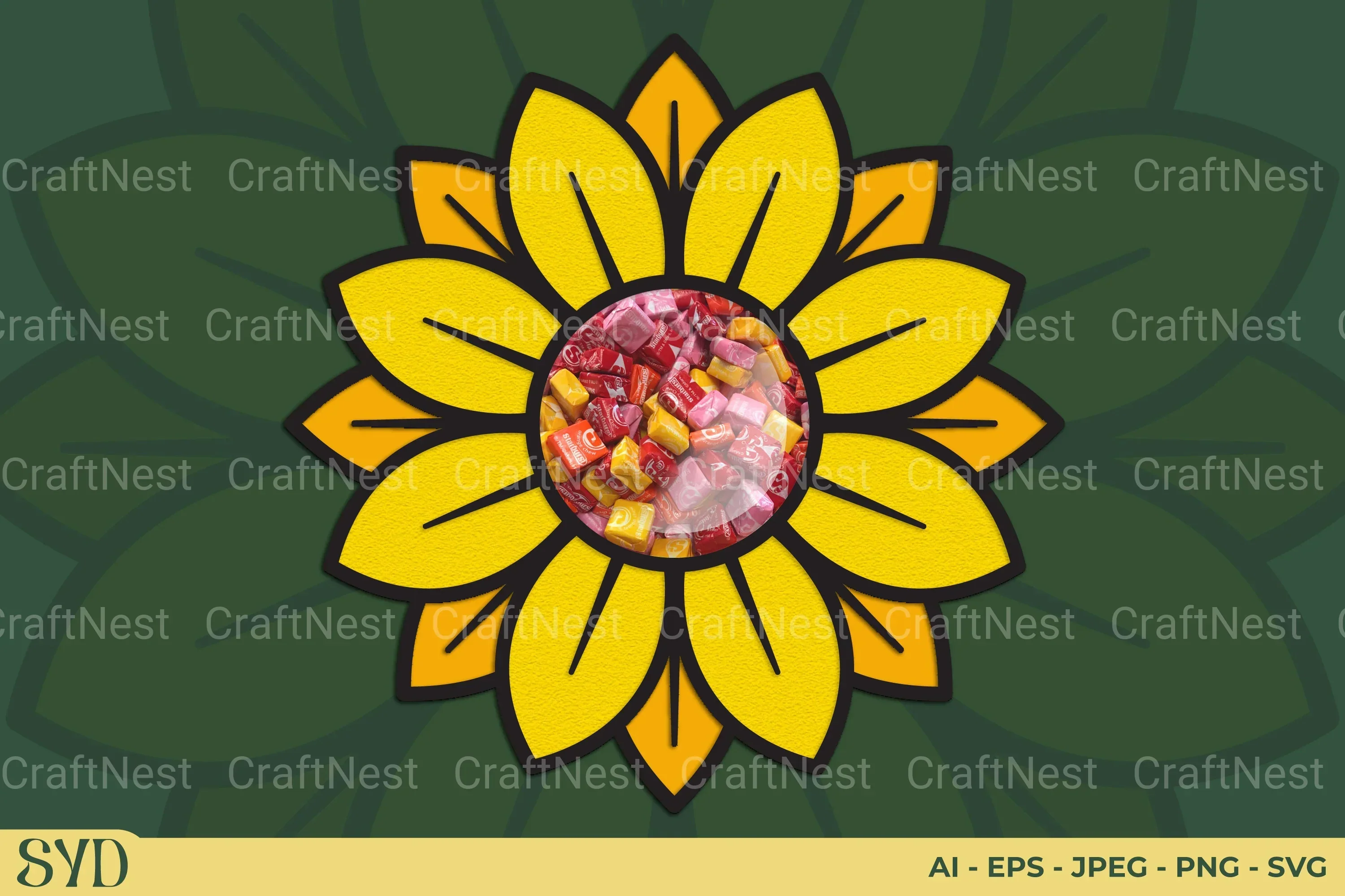 Sunflower Candy Holder SVG Bundle