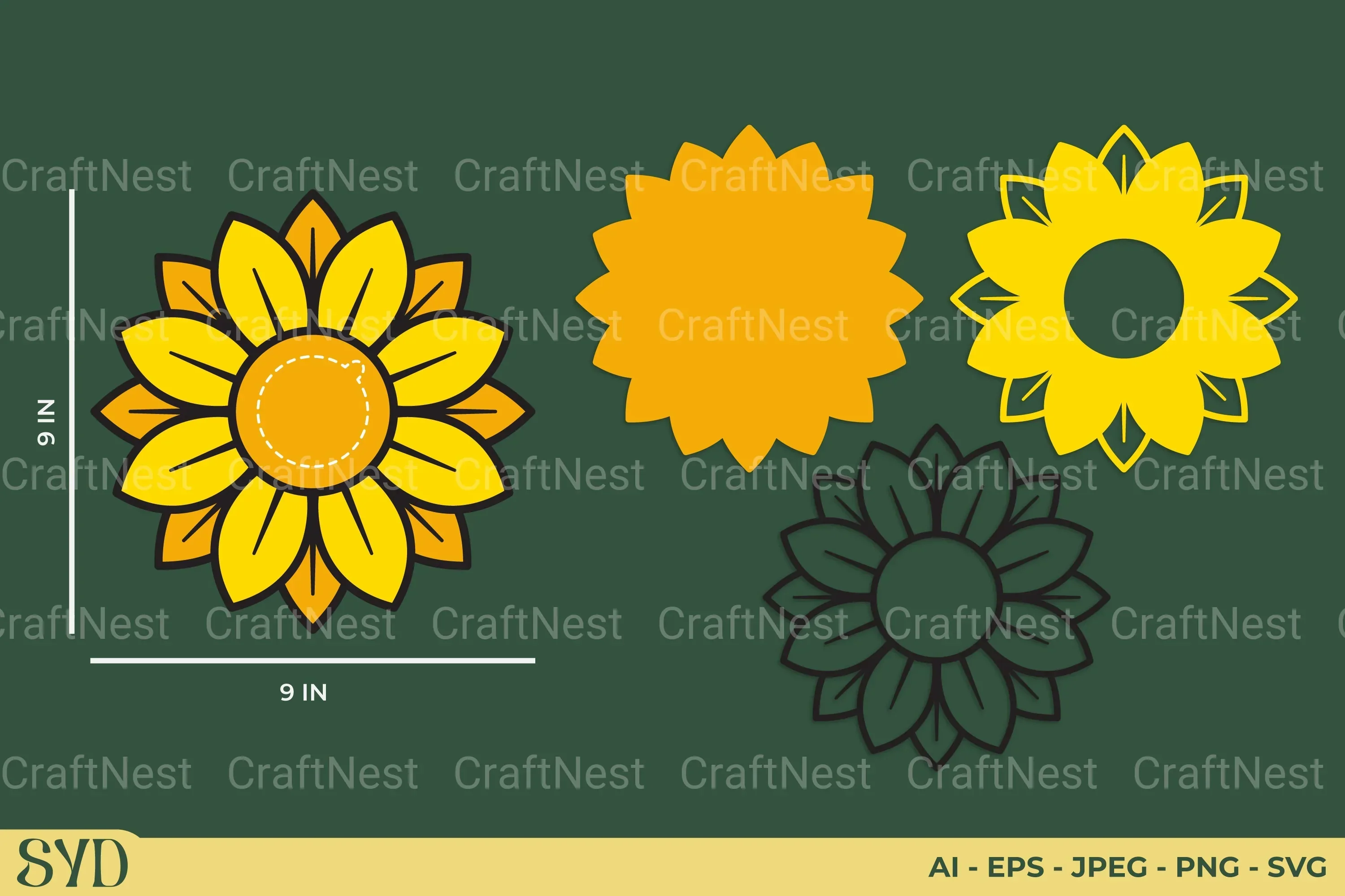 Sunflower Candy Holder SVG Bundle - Image 2