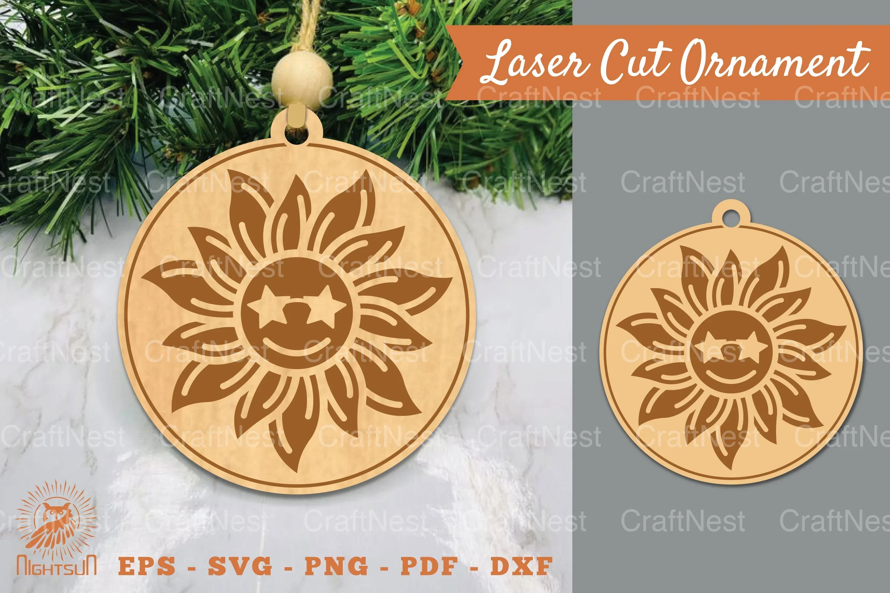 Sunflower Laser Cut Ornament SVG Bundle