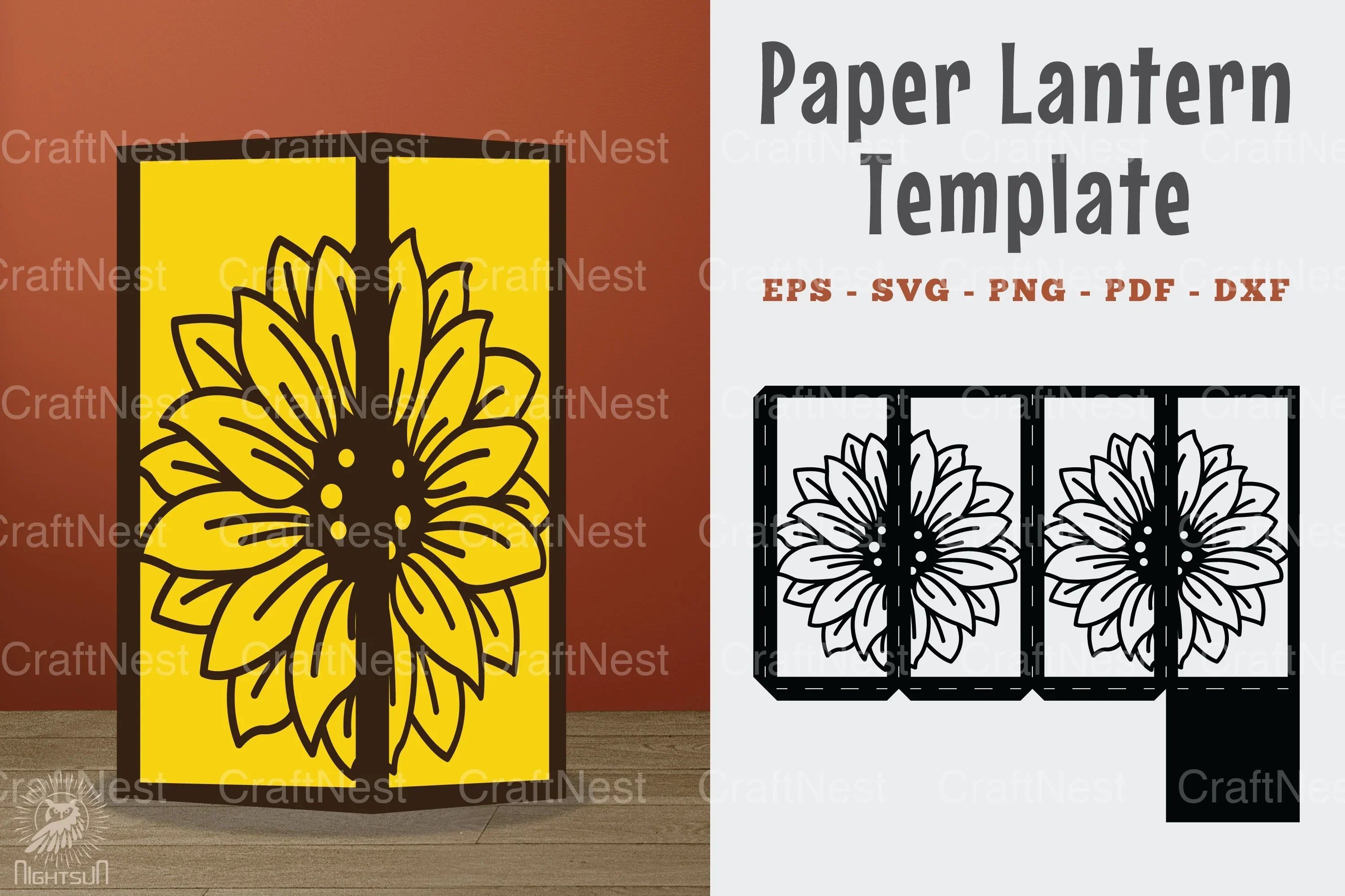 Sunflower Papercut Lantern Template SVG Bundle
