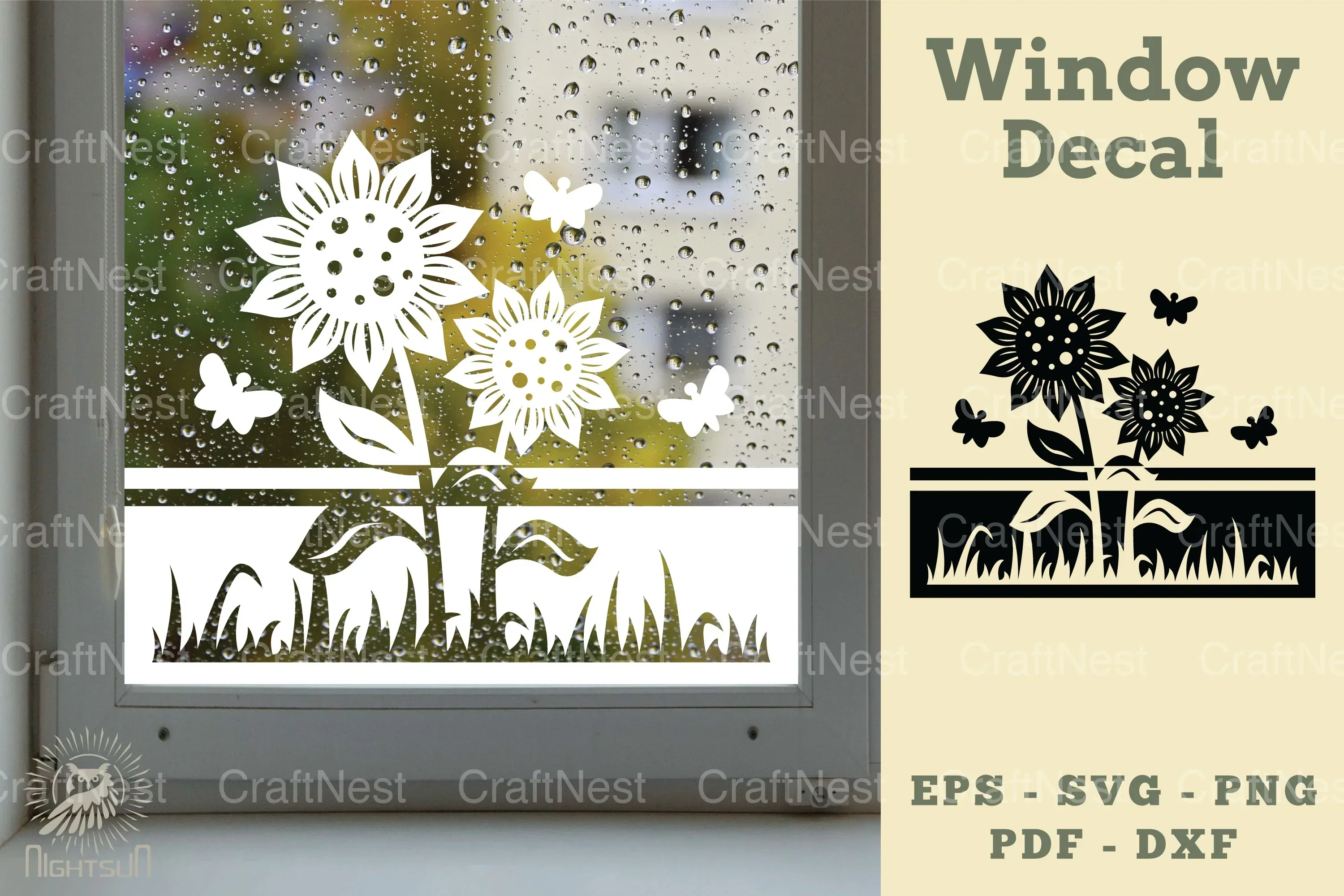 Sunflower Window Decal Clipart Bundle