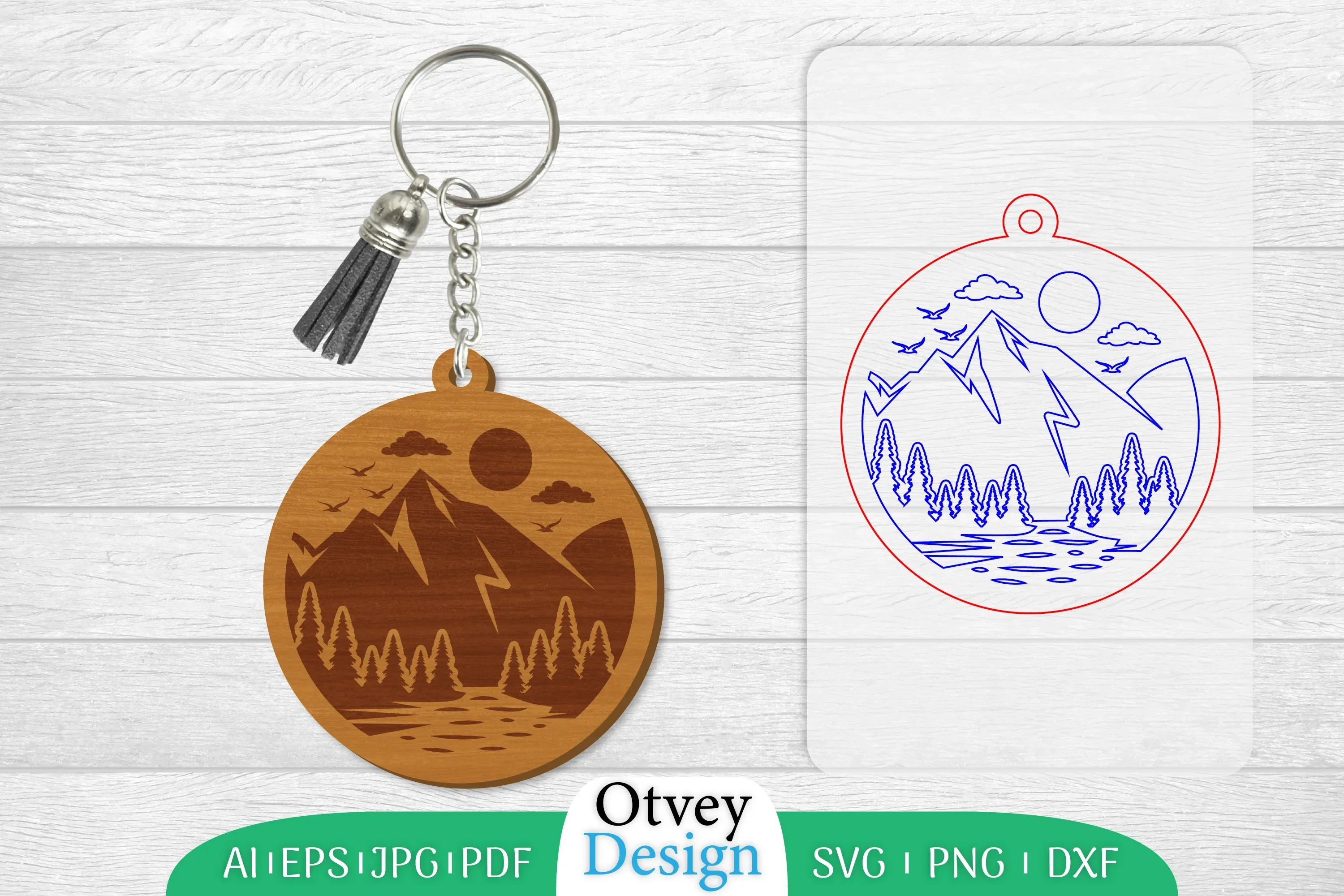 Sunset Mountain Keychain SVG Bundle