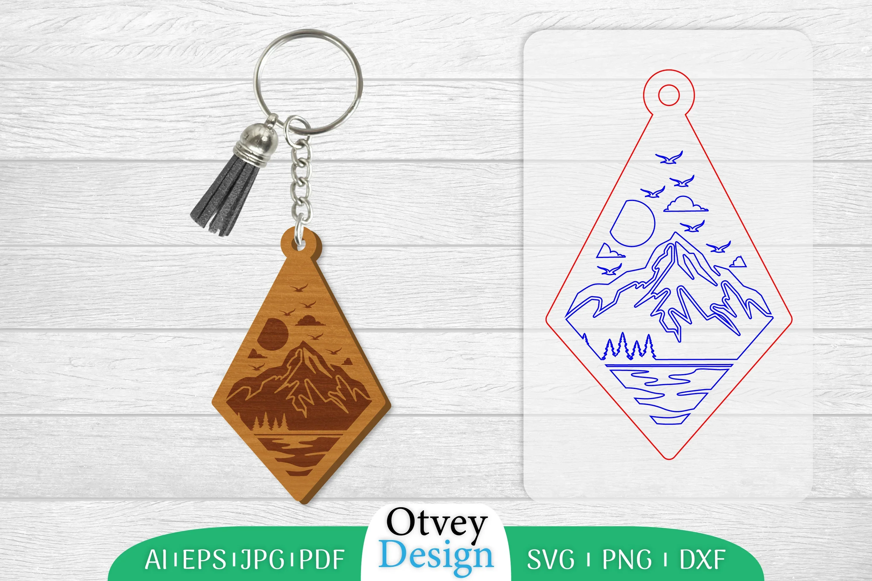 Sunset Mountain Keychain SVG Bundle