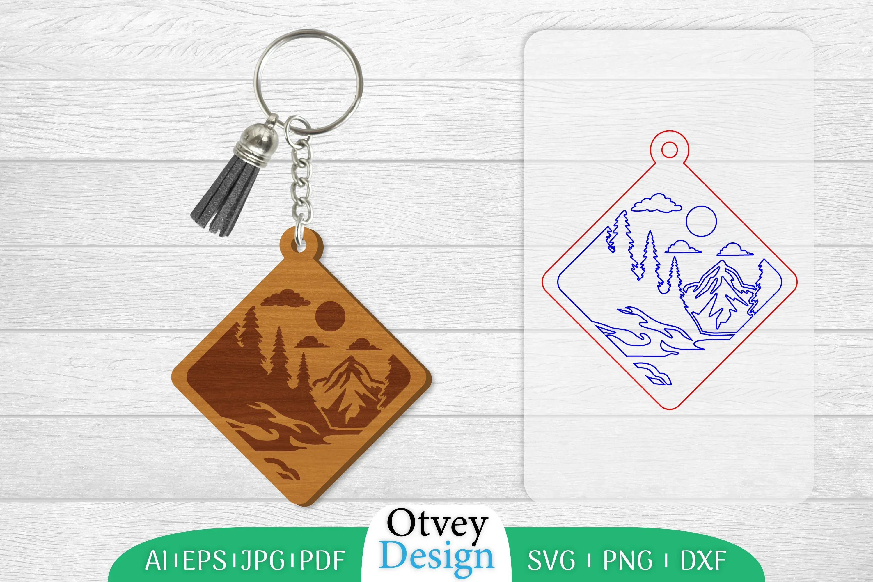 Sunset Mountain Keychain SVG Bundle