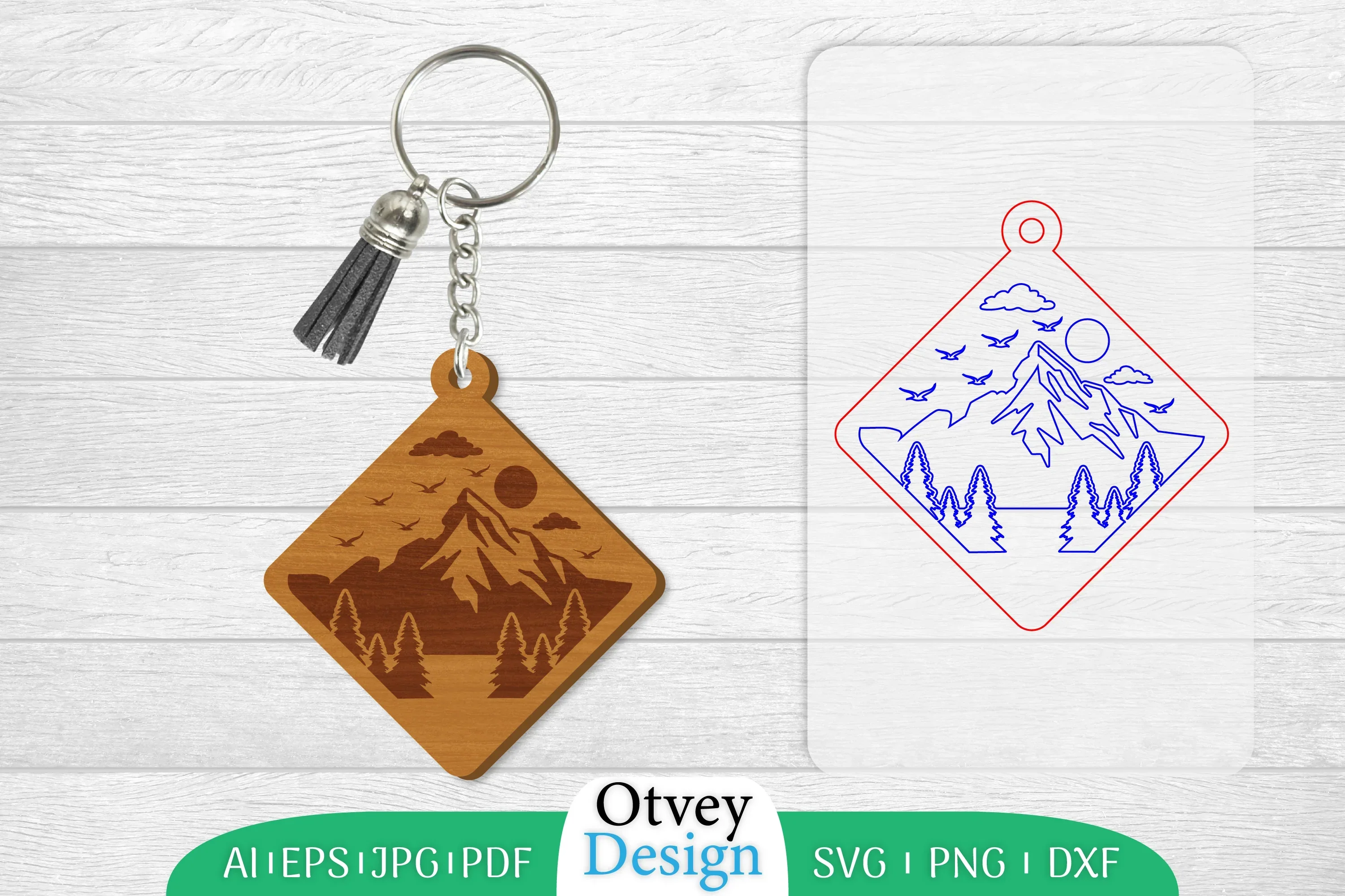Sunset Mountain Keychain SVG Bundle