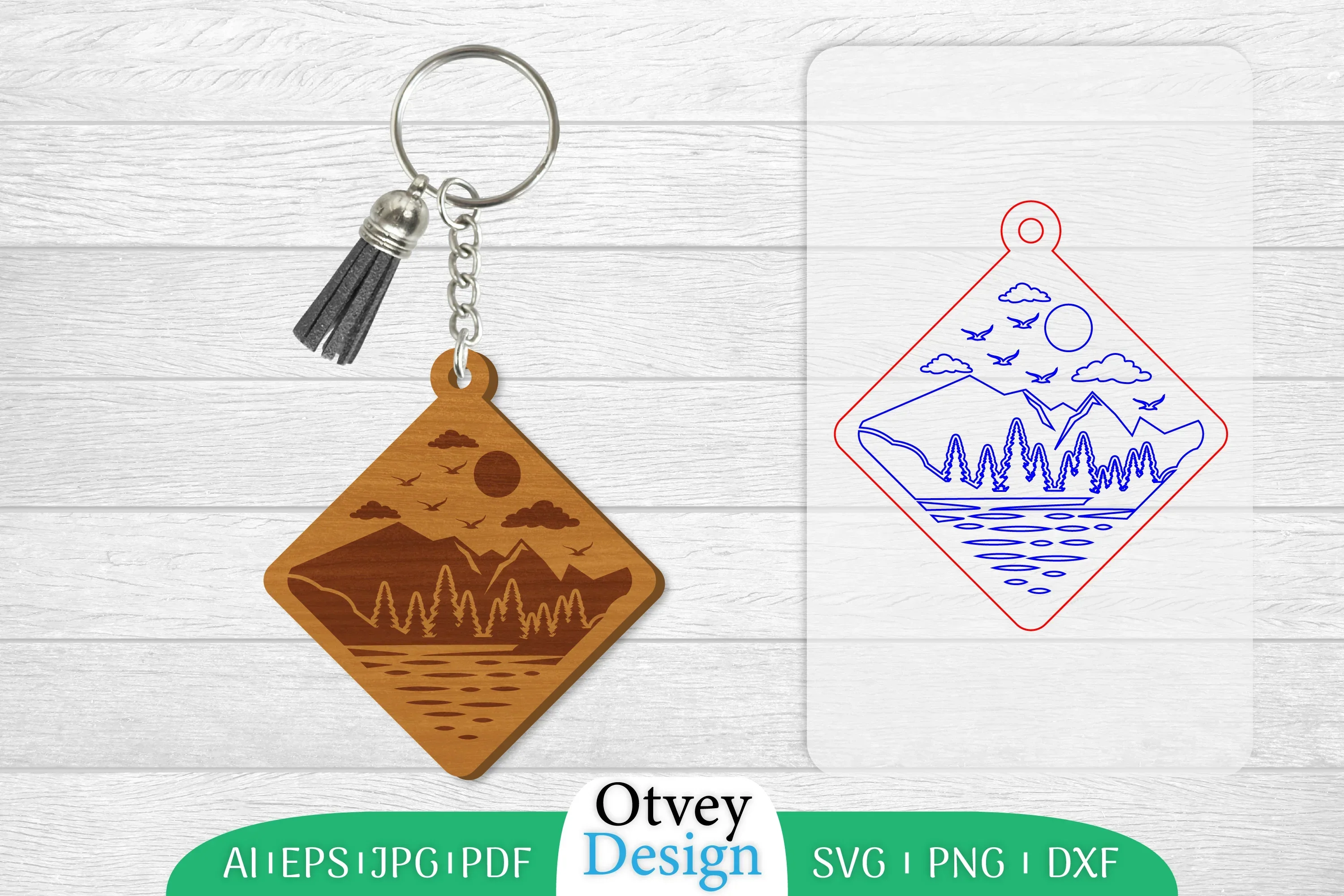 Sunset Mountain Keychain SVG Bundle