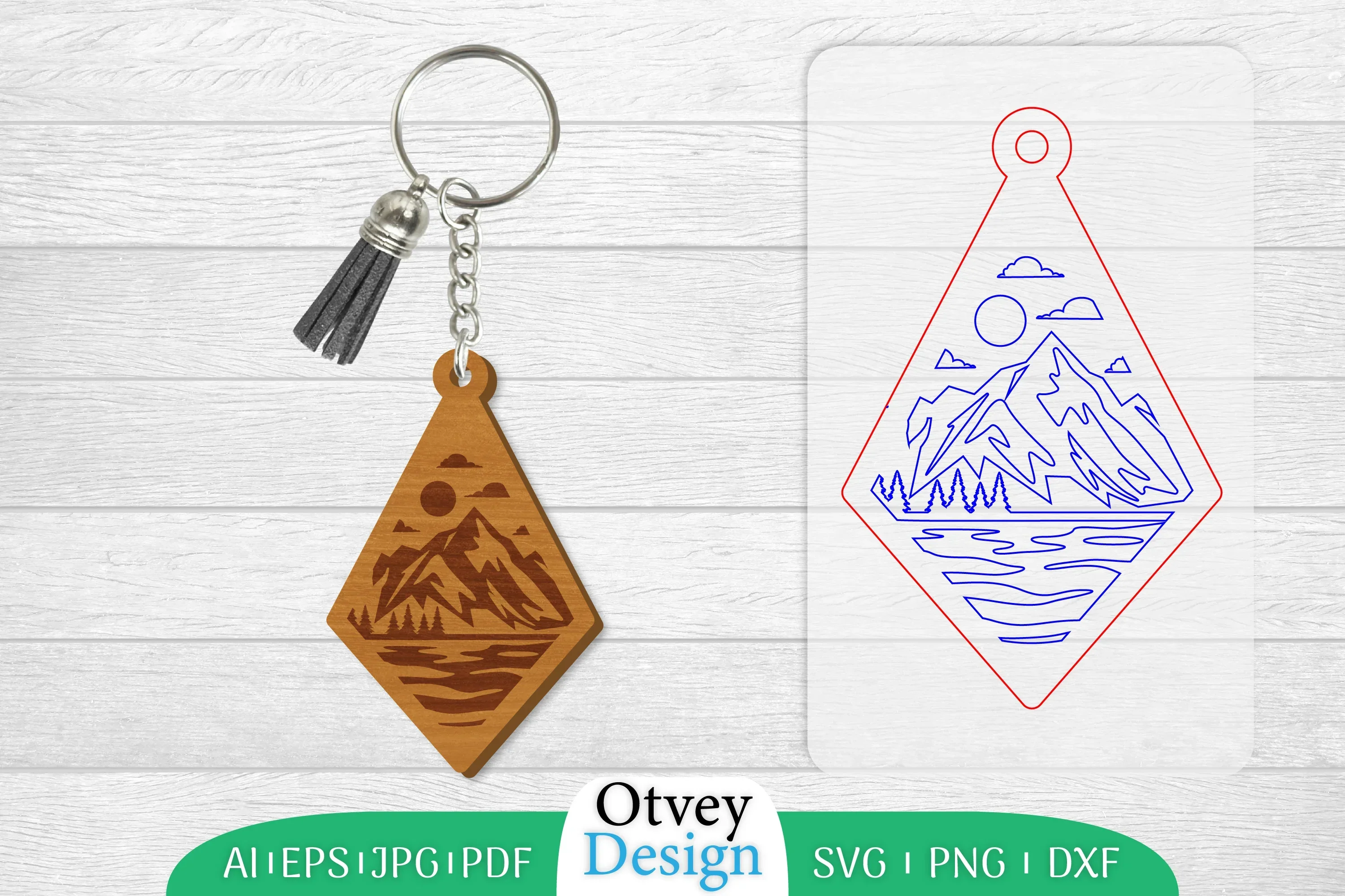 Sunset Mountain Keychain SVG Bundle
