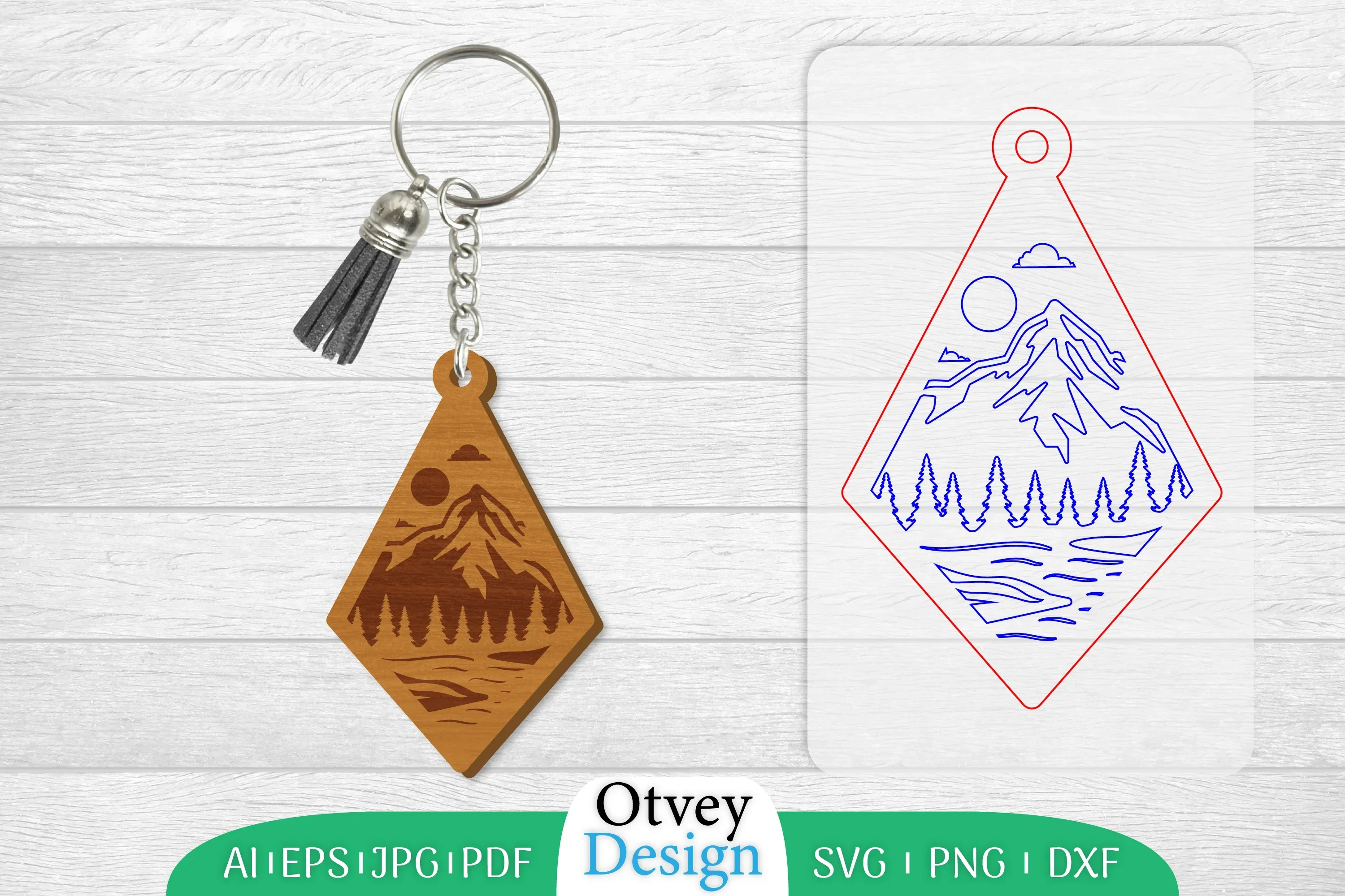 Sunset Mountain Keychain SVG Bundle