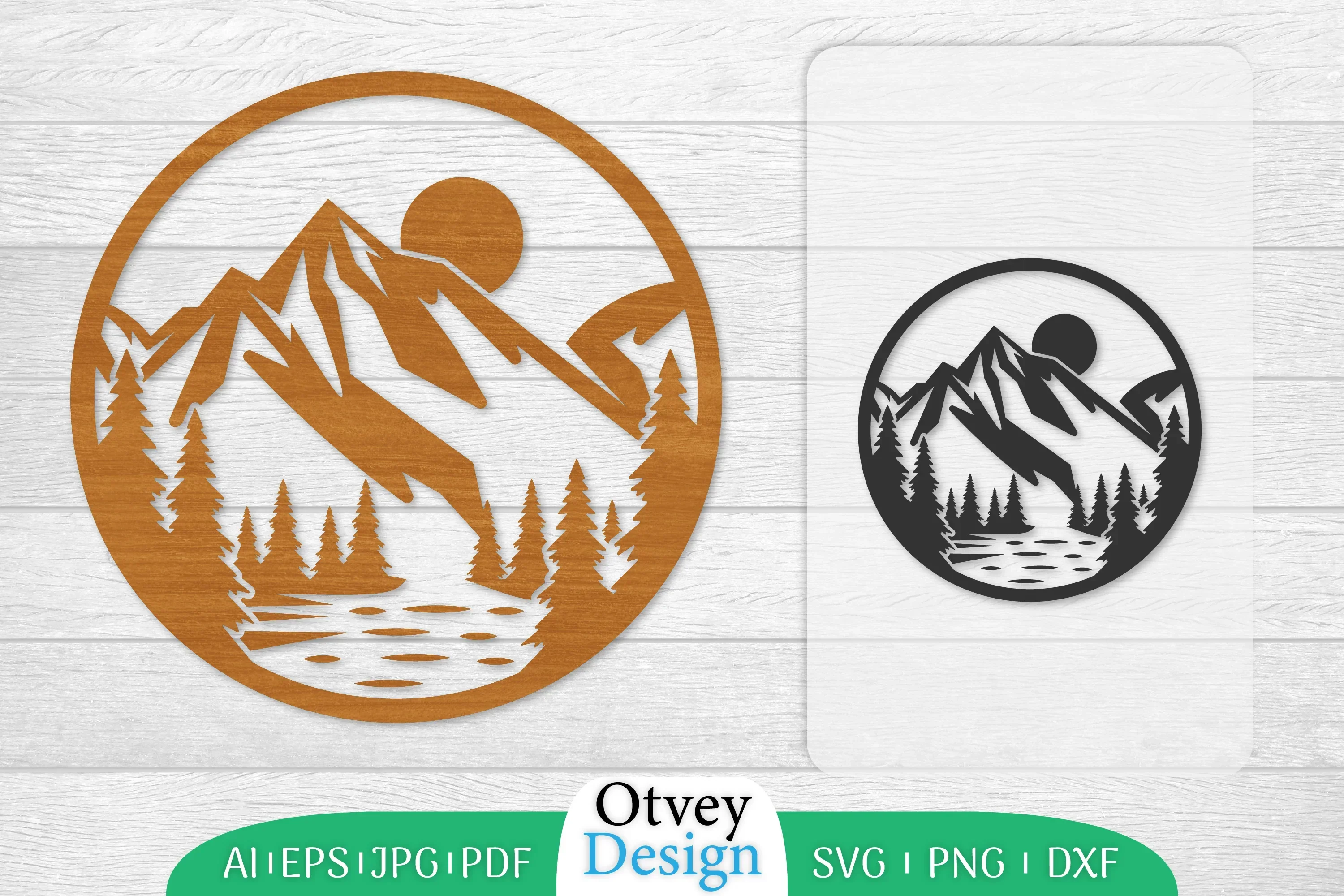 Sunset Mountain Lasercut Wall Decor SVG Bundle