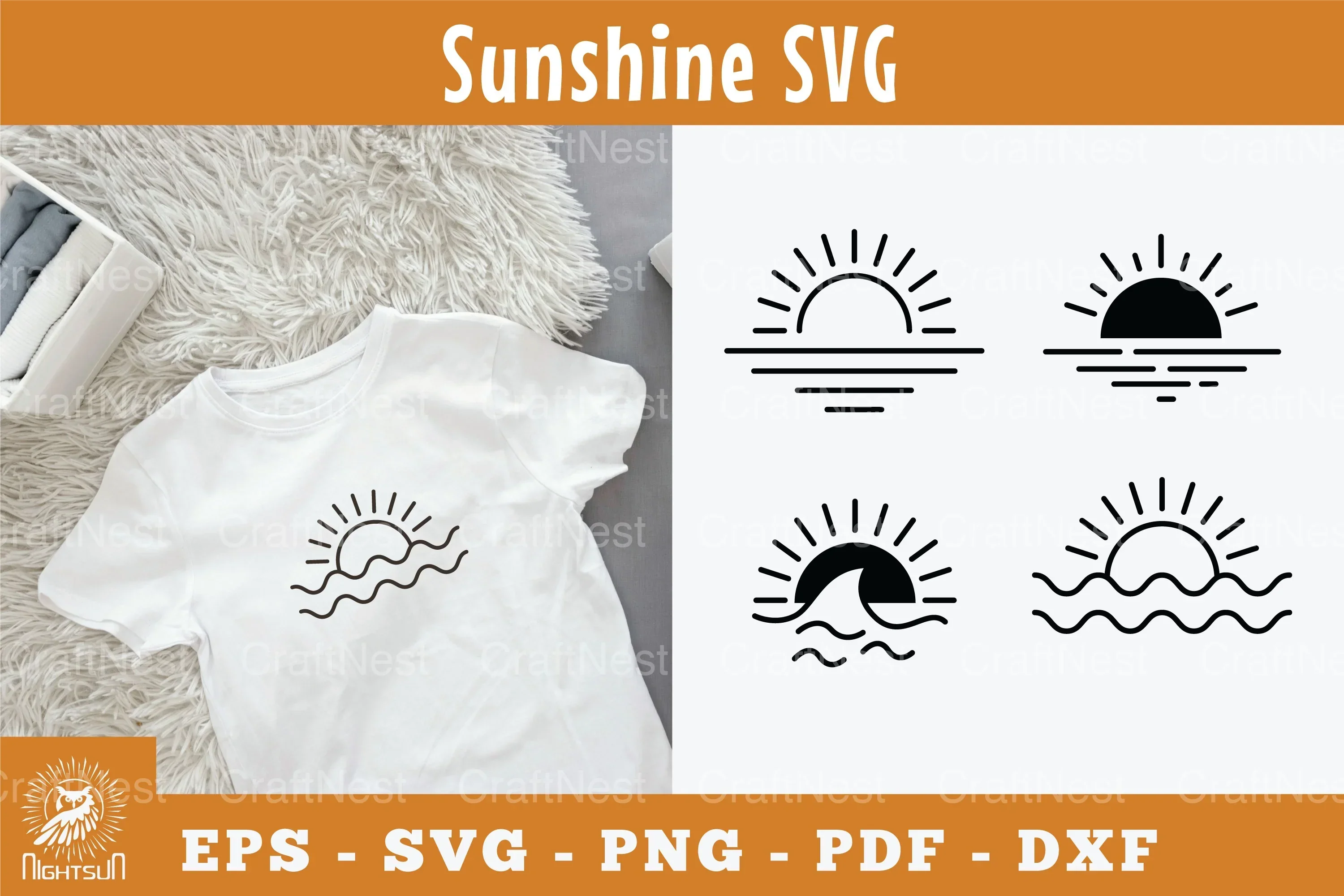 Sunshine Summer Silhouette Clipart Bundle