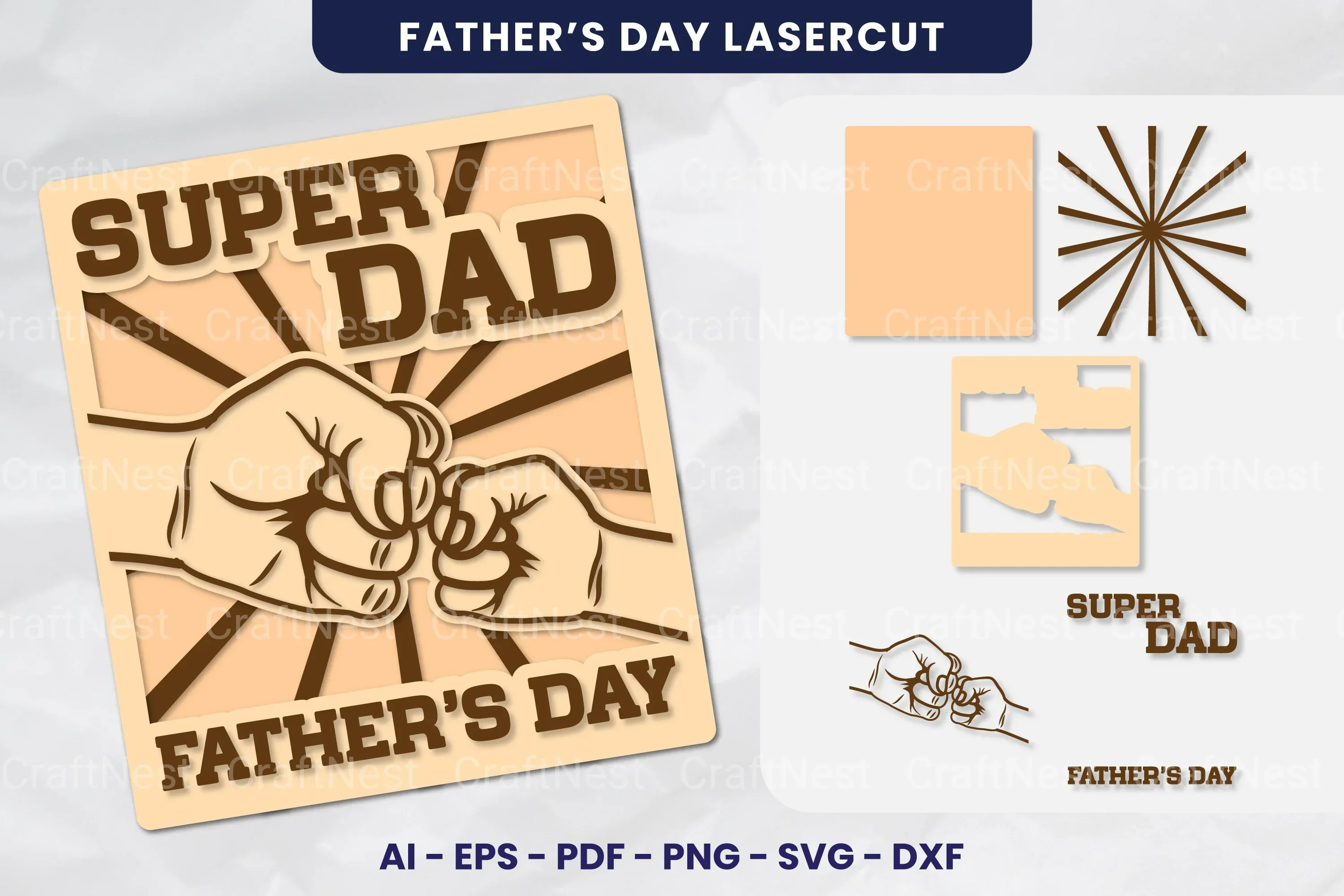 Super Dad Fist Bump Lasercut Clipart Bundle - Image 2