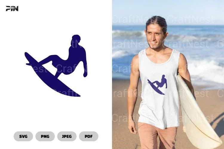 Surfing Icon Logo Clipart Bundle