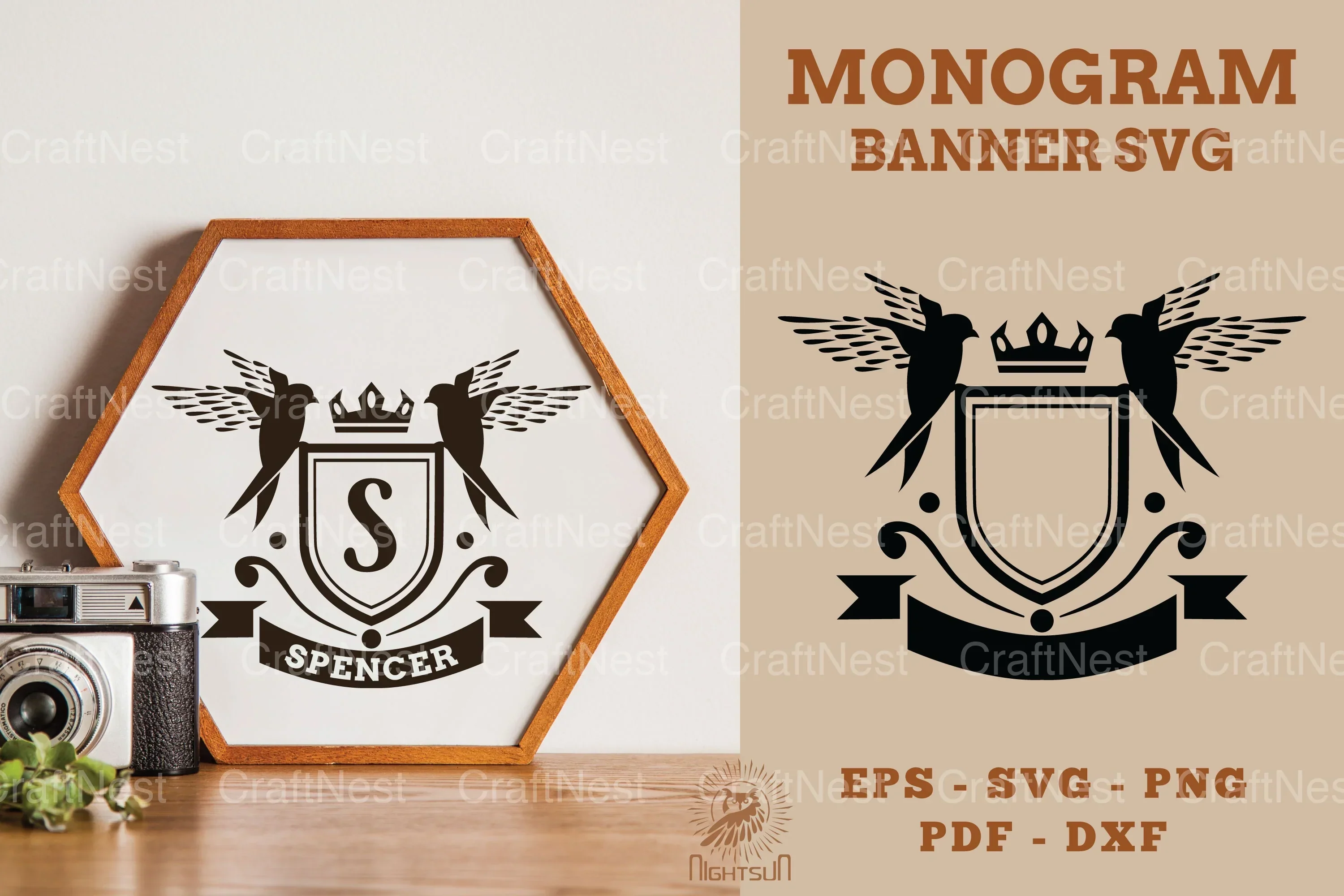 Swallow Monogram Banner Clipart Bundle