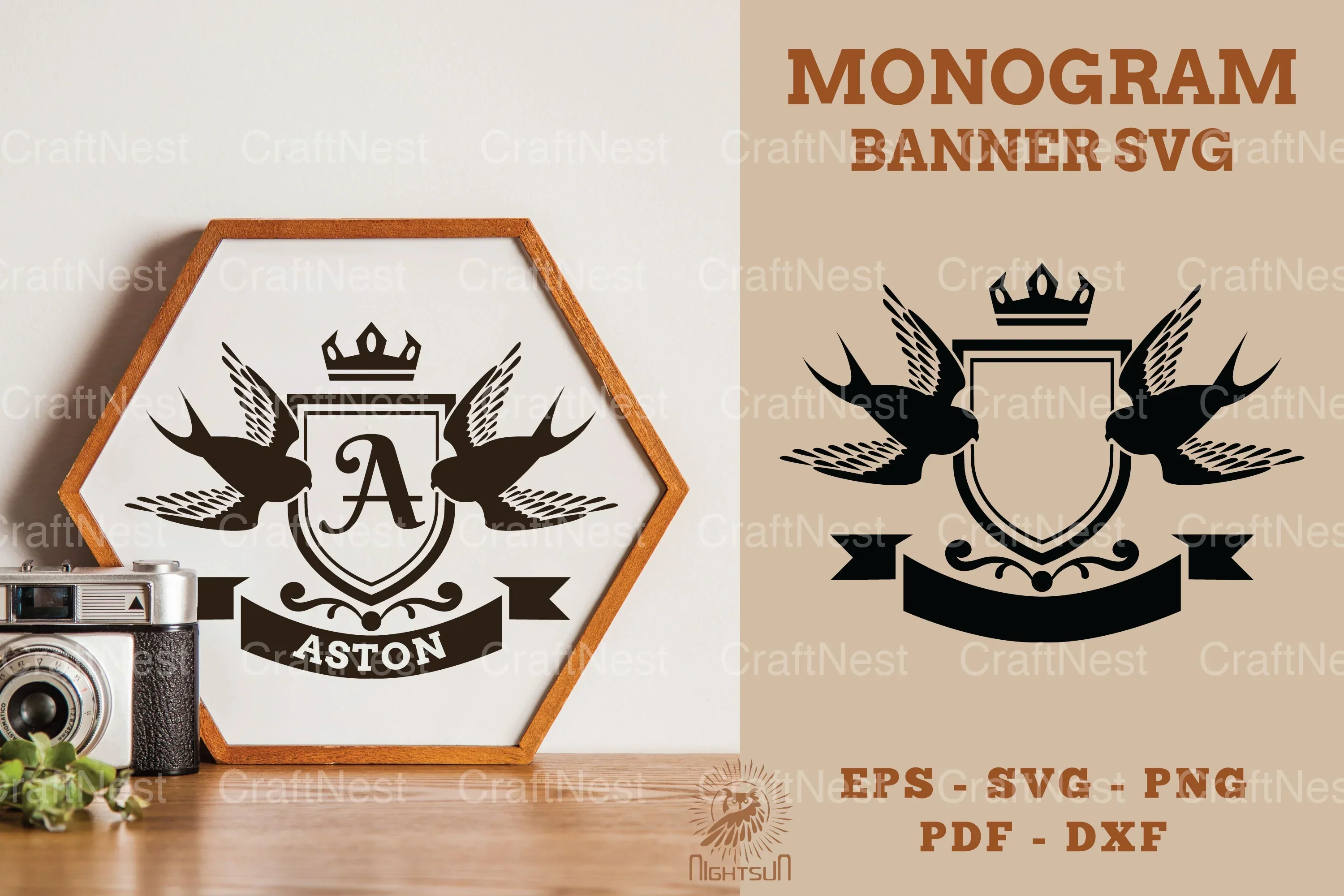 Swallow Monogram Banner SVG Bundle