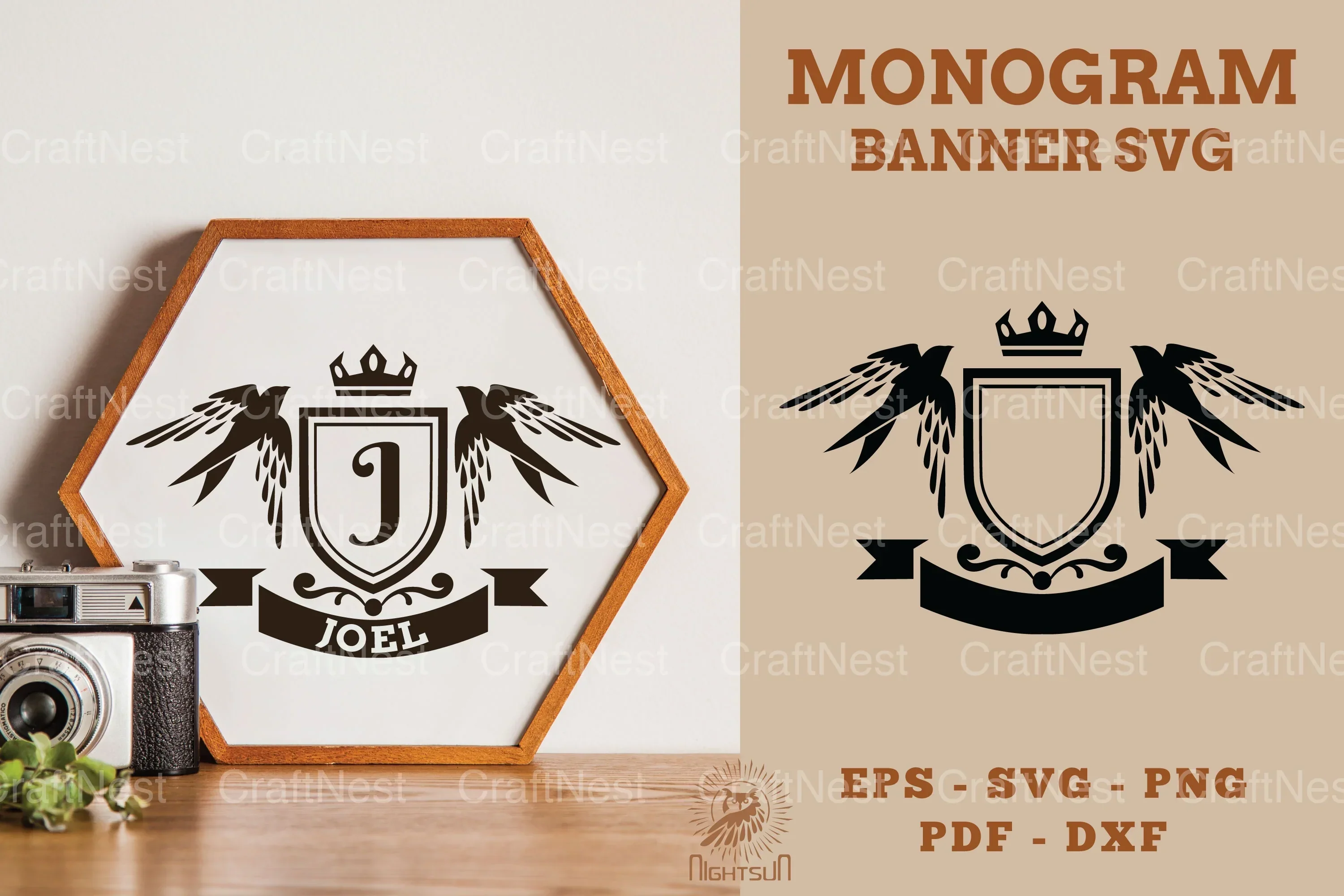 Swallow Monogram Banner SVG Bundle
