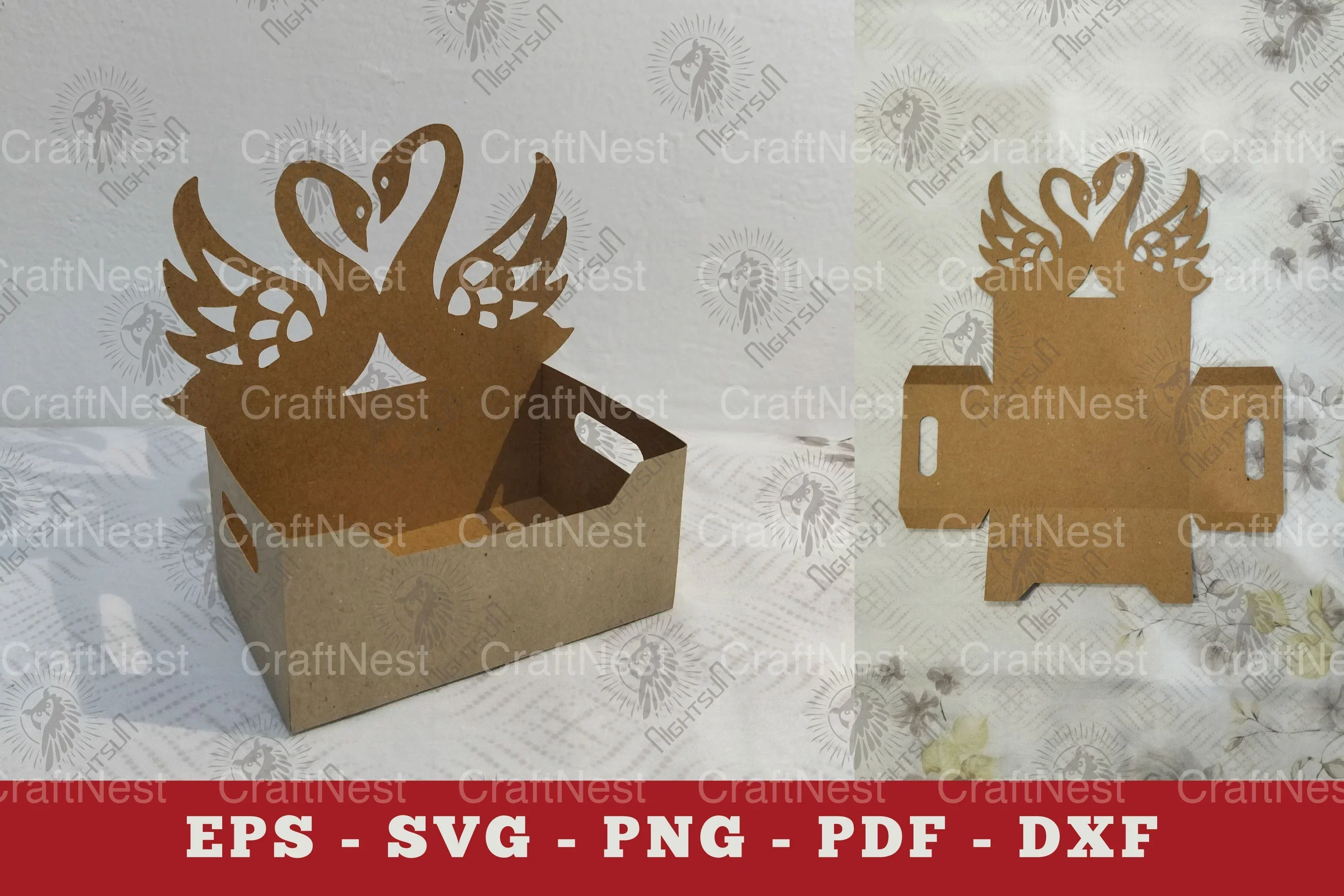 Swan Couple Papercut Display Clipart Bundle