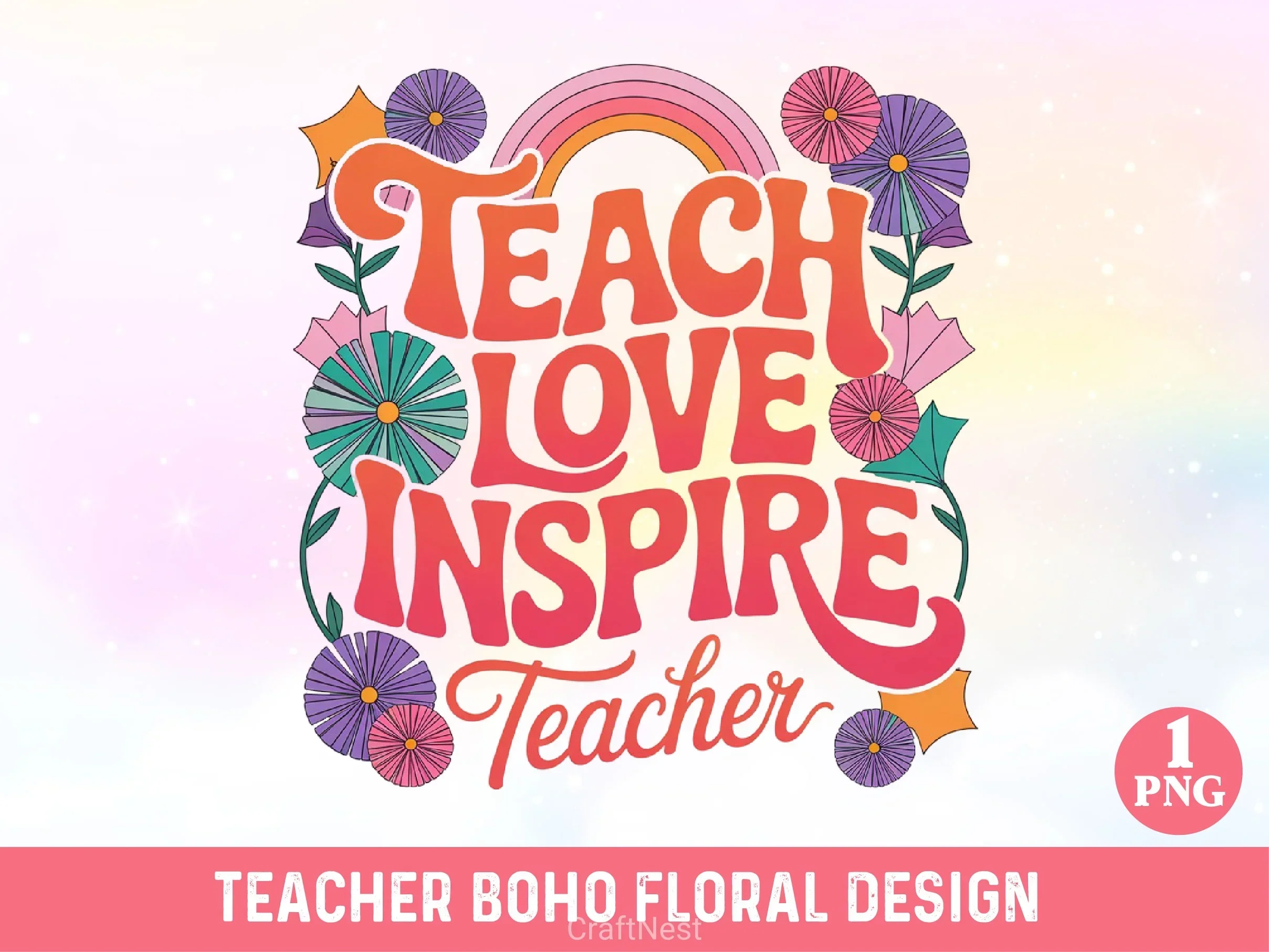 Teacher Boho Floral SVG Bundle - Image 5