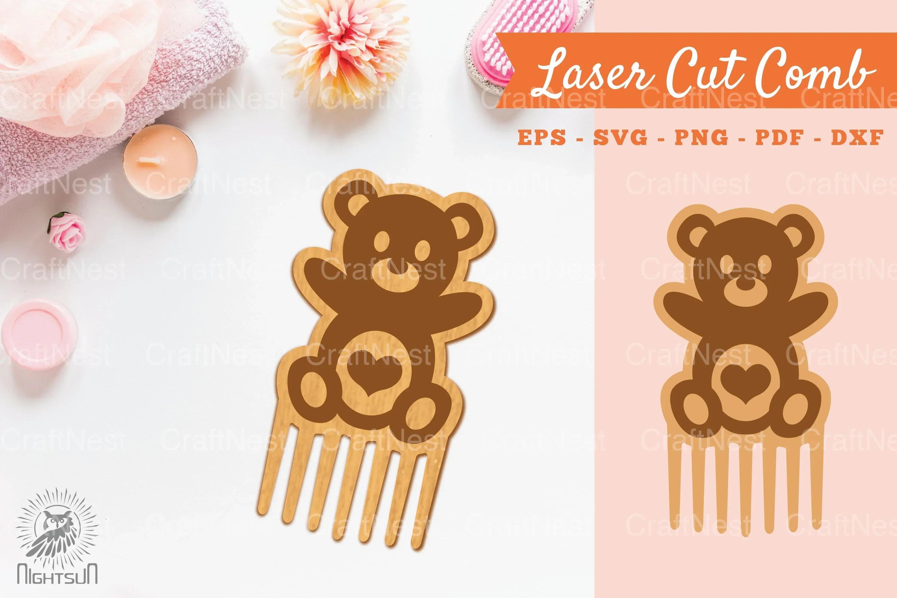 Teddy Bear Laser Cut Comb Clipart Bundle
