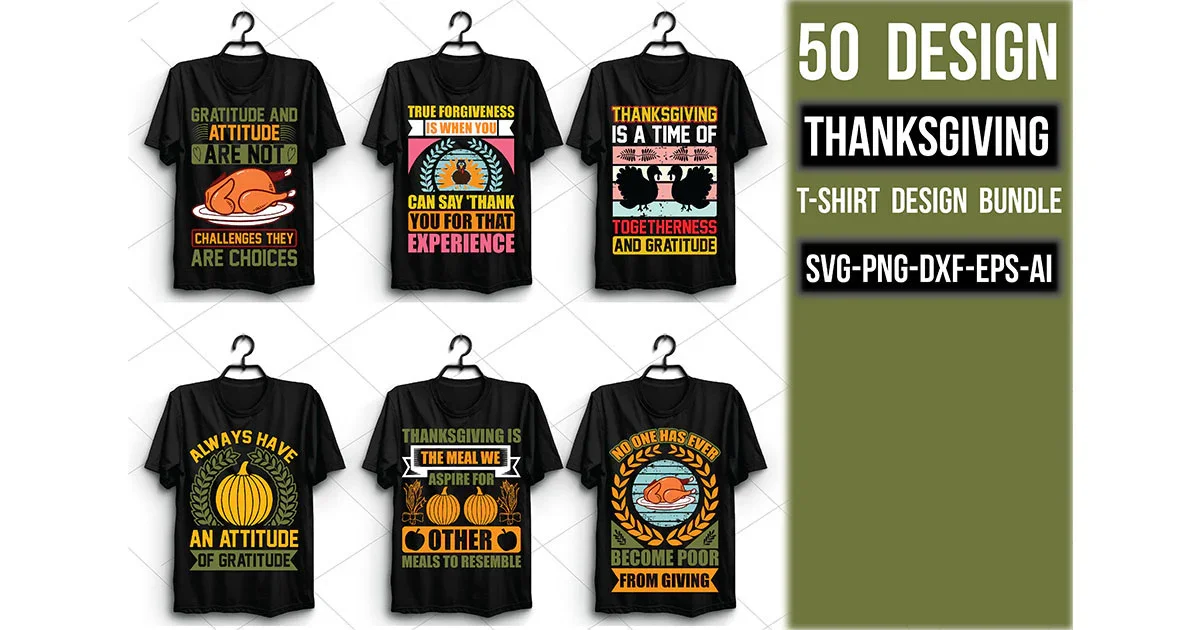 Thanksgiving T Shirt Design Bundle - Image 3
