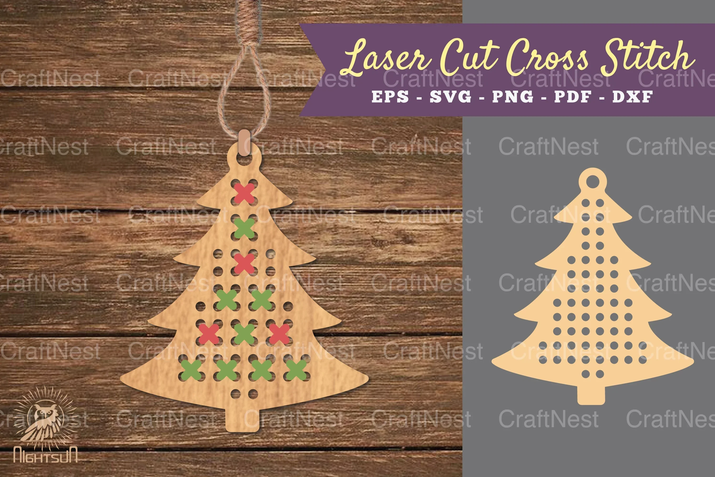 Tree Cut Cross Stitch Clipart Bundle