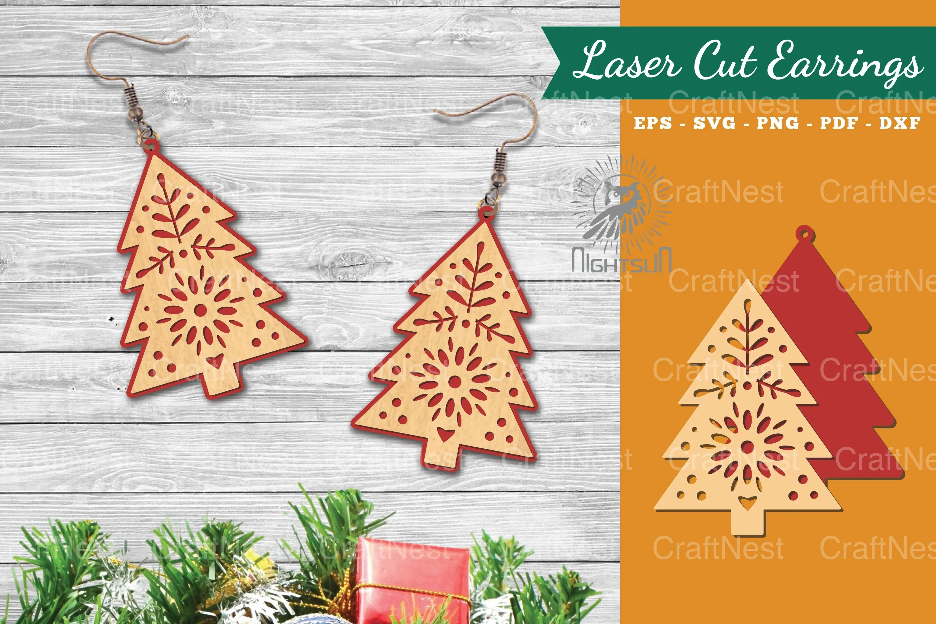 Tree Laser Cut Earrings SVG Bundle