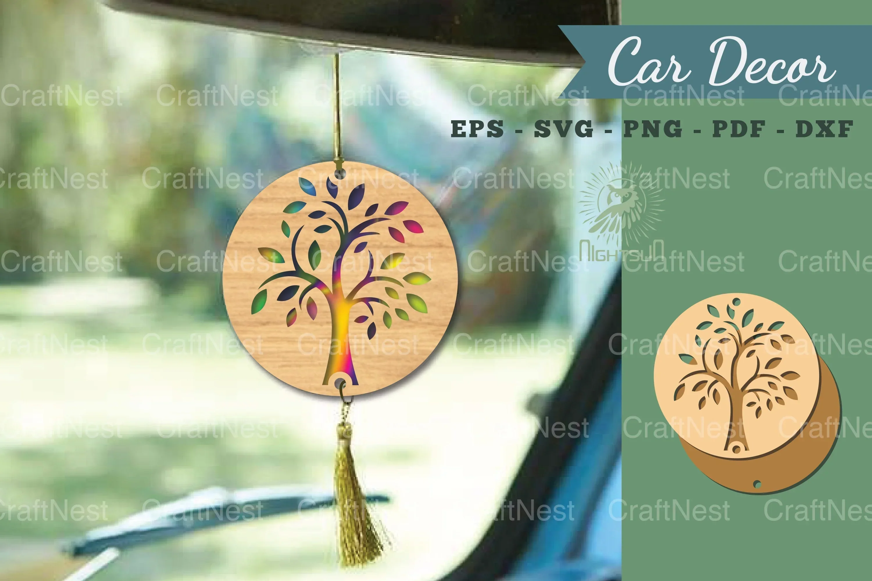 Tree Lasercut Car Decor SVG Bundle