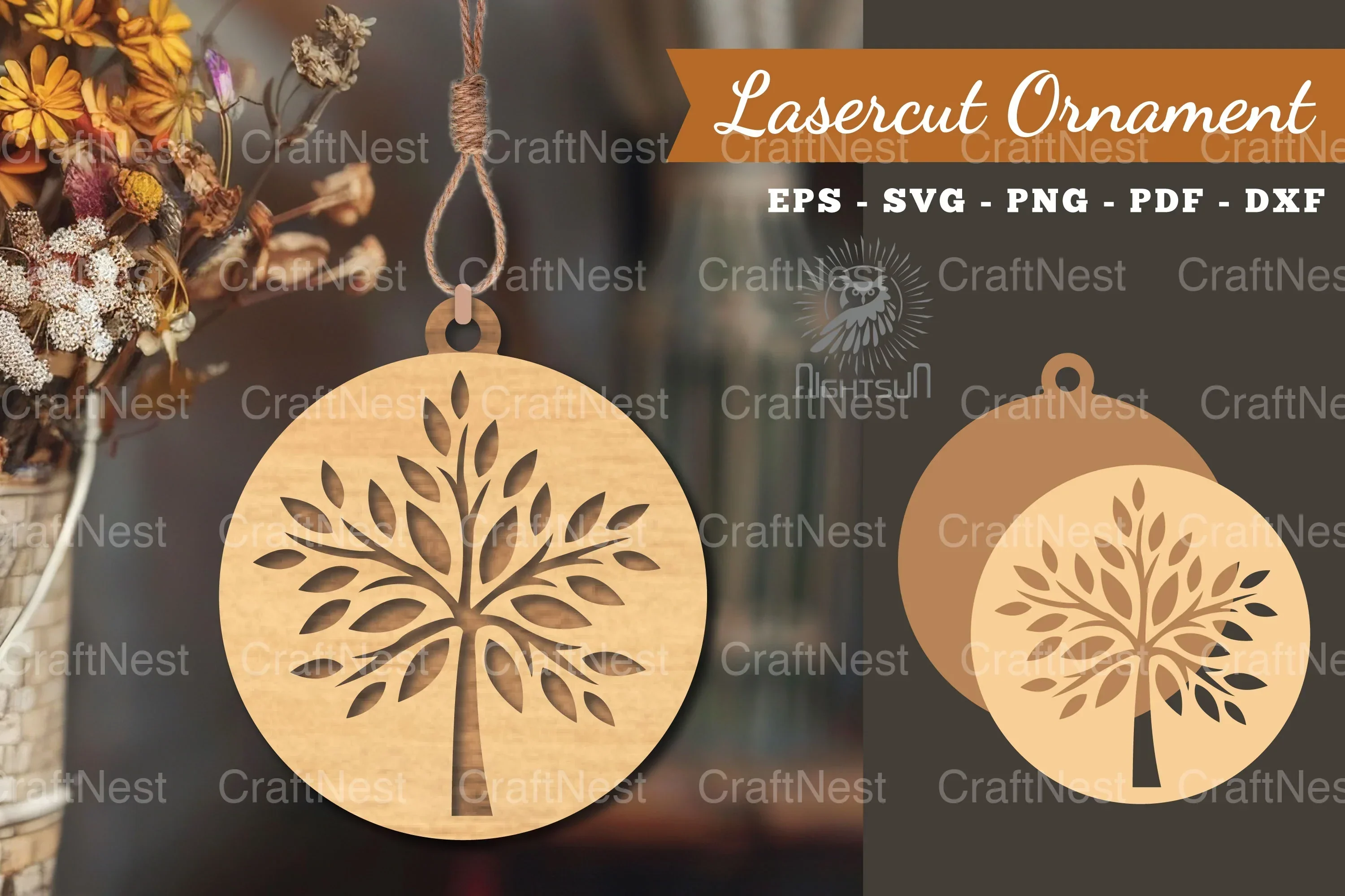 Tree Life Laser Cut Ornament Clipart Bundle