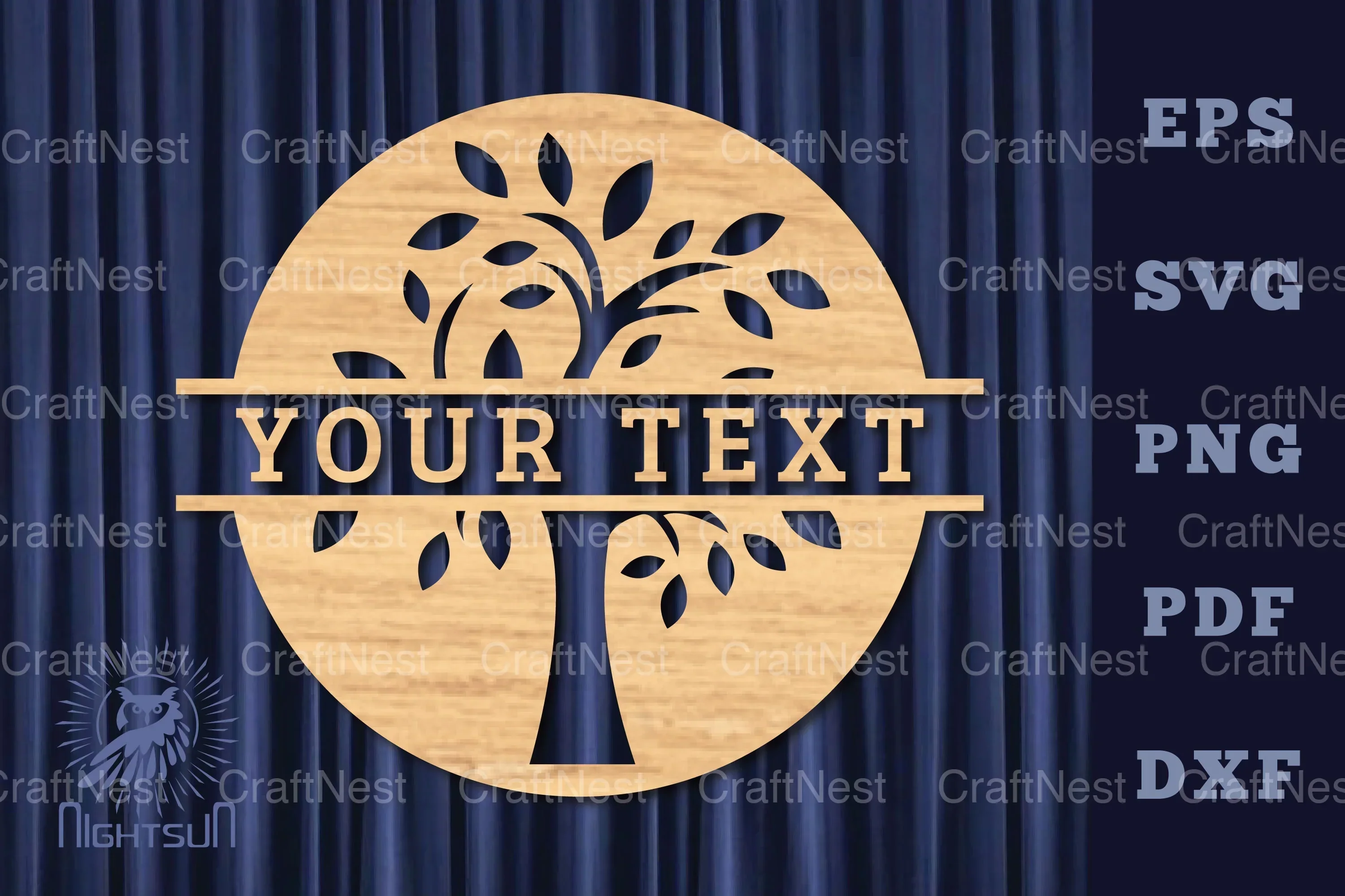 Tree Life Lasercut Split Monogram Clipart Bundle