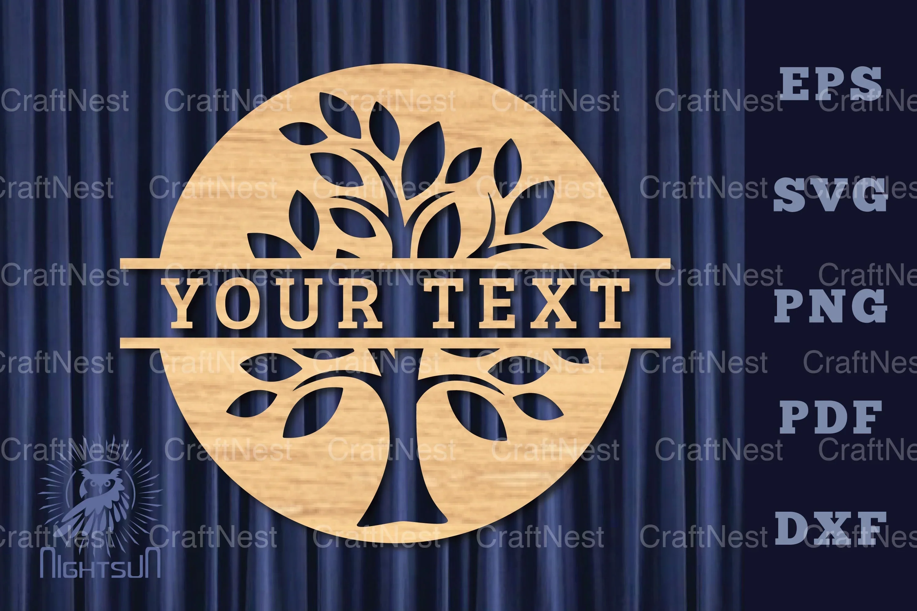 Tree of Life Laser Cut Split Monogram Clipart Bundle