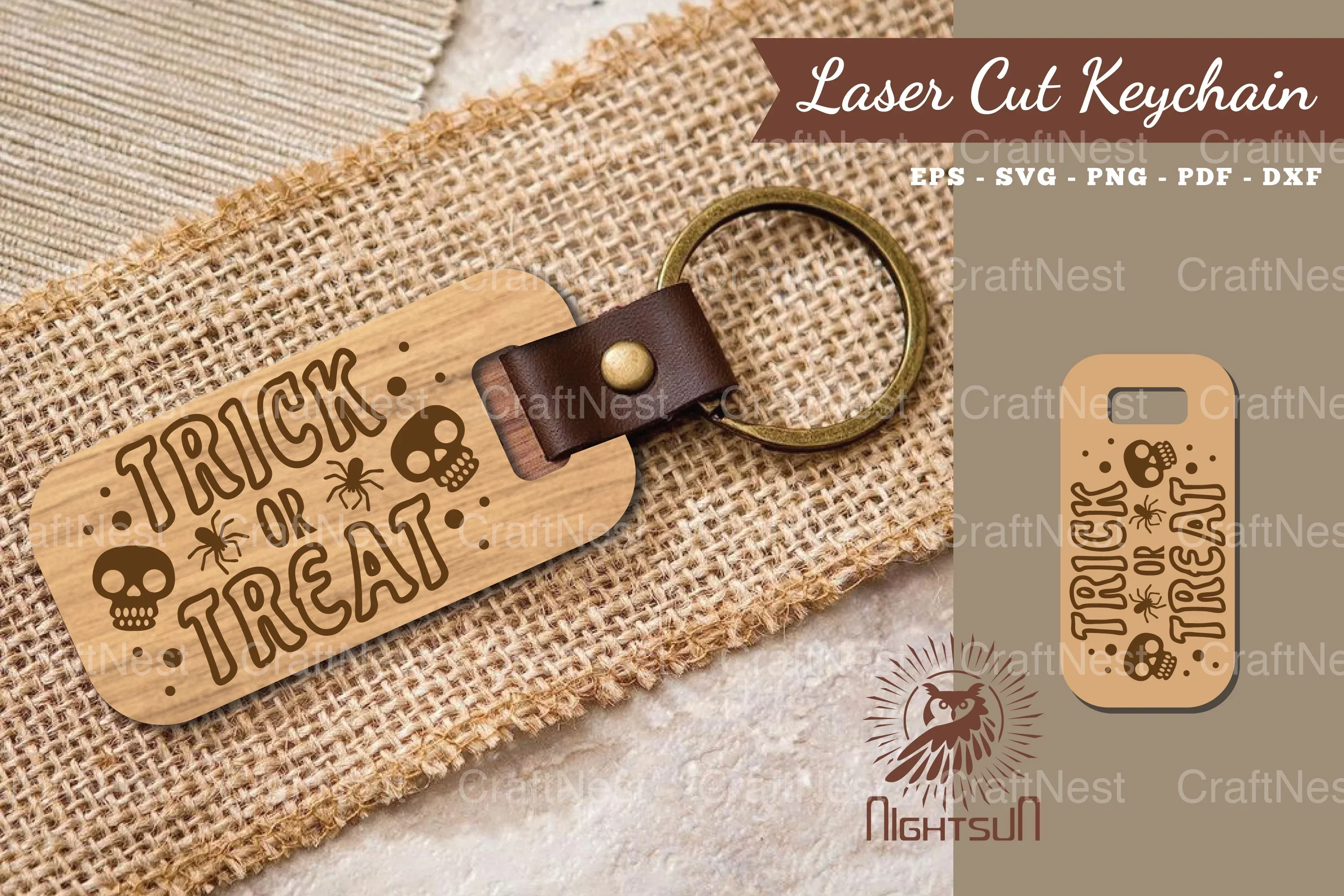 Trick Or Treat Laser Cut Keychain Design Bundle
