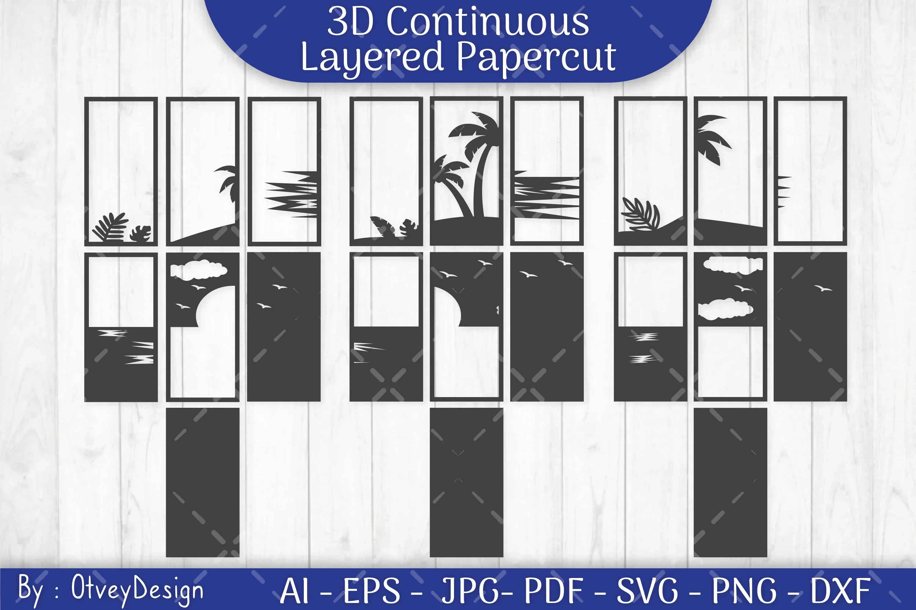 Tropical Beach 3D Layered Papercut SVG Bundle