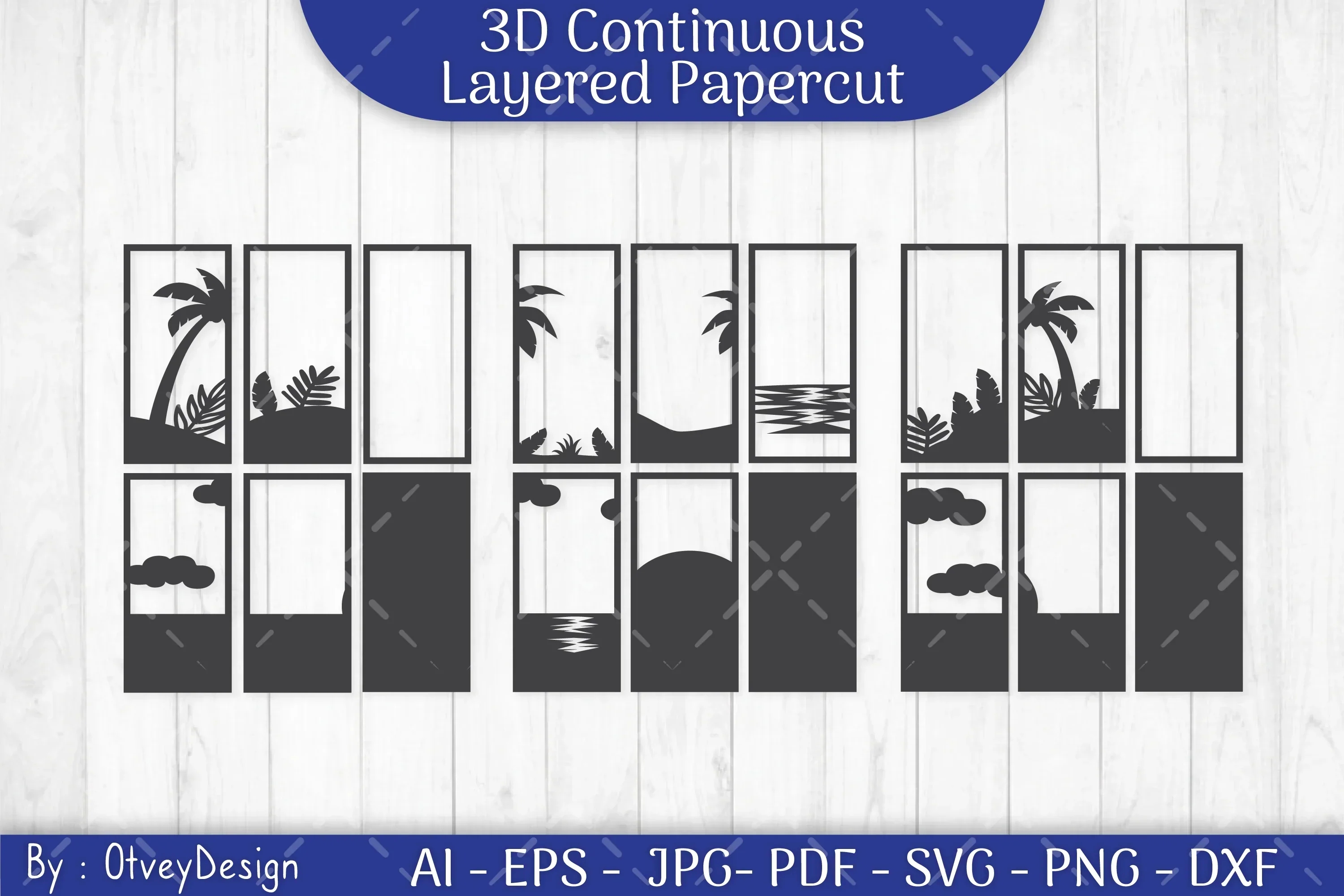 Tropical Beach 3D Layered Papercut SVG Bundle