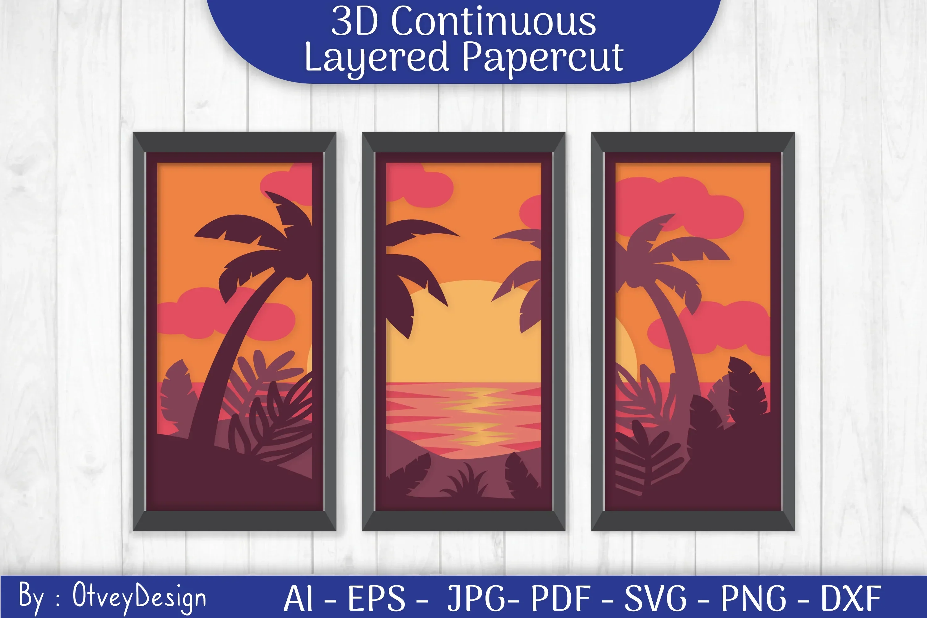 Tropical Beach 3D Layered Papercut SVG Bundle - Image 2
