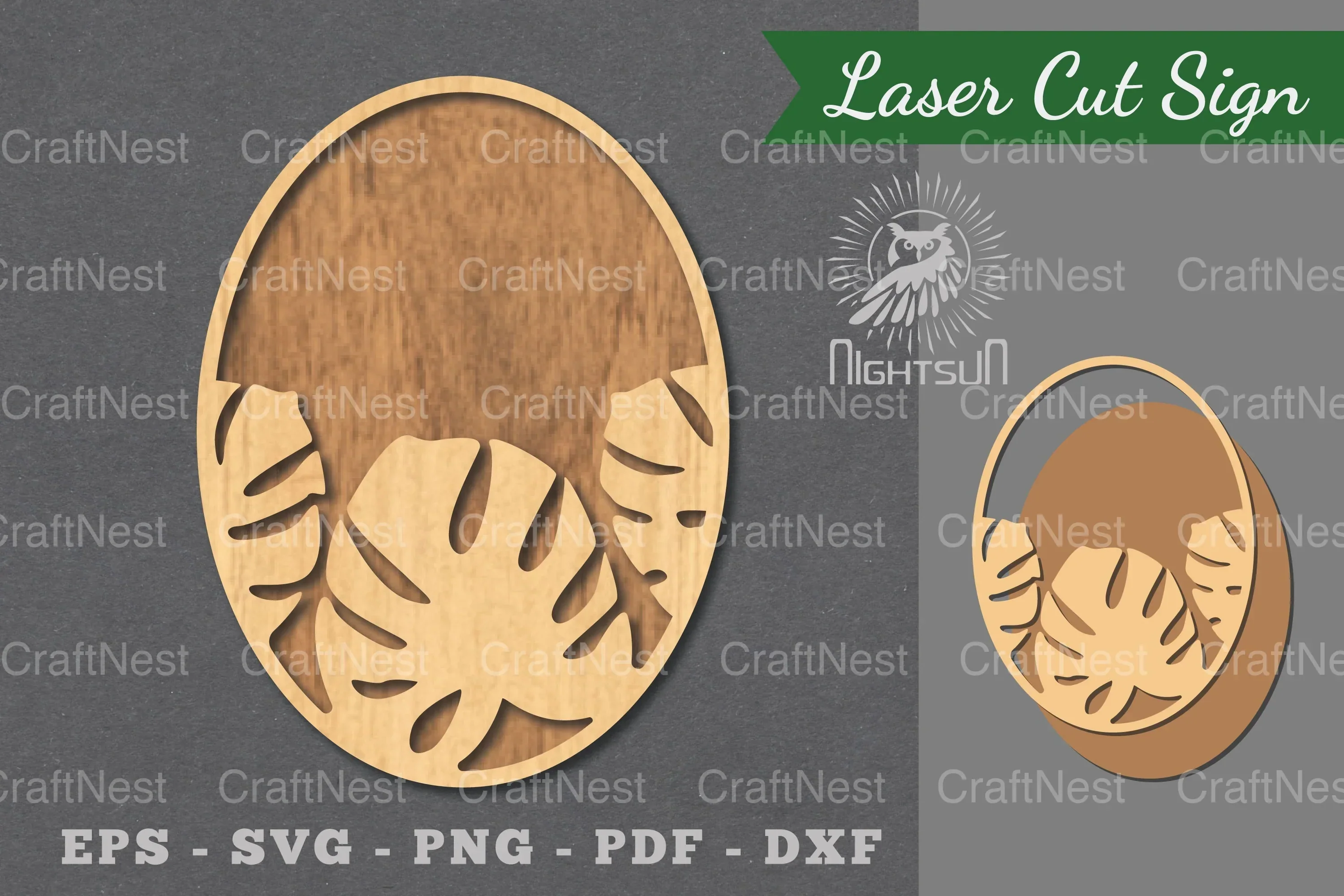 Tropical Leaves Laser Cut Sign Clipart Bundle