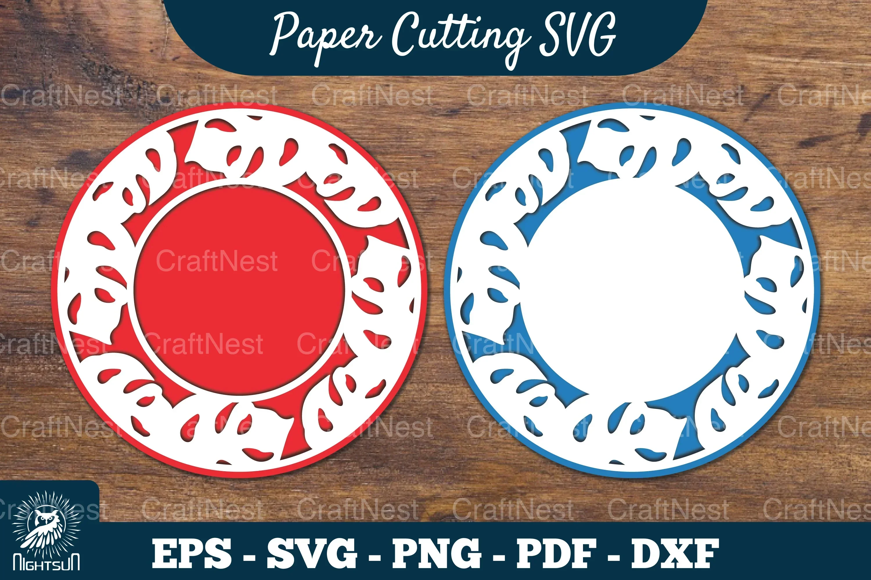 Tropical Leaves Papercut Circle Clipart Bundle