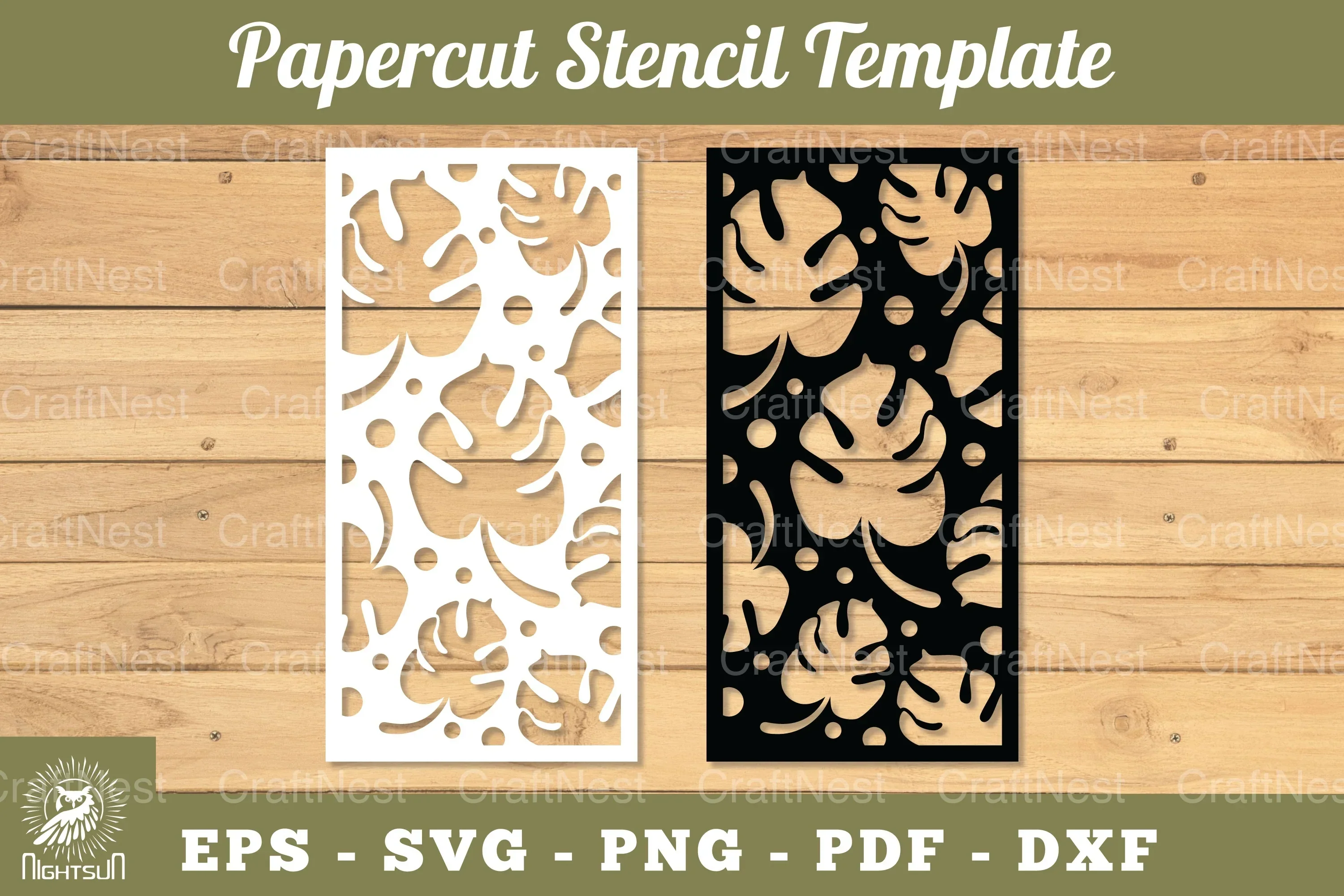 Tropical Leaves Papercut Stencil Clipart Bundle