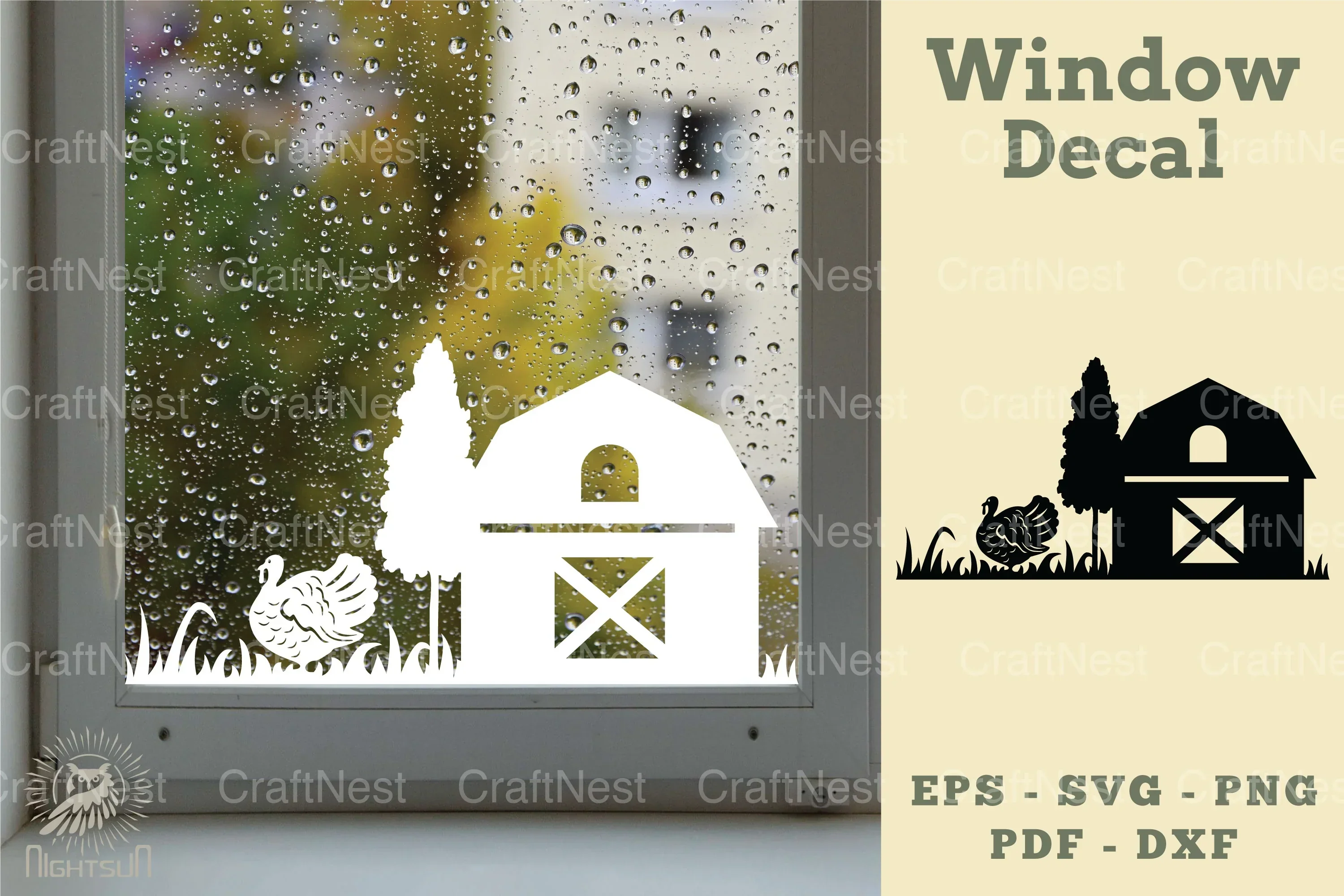 Turkeys on the Farm Window Decal Clipart Bundle