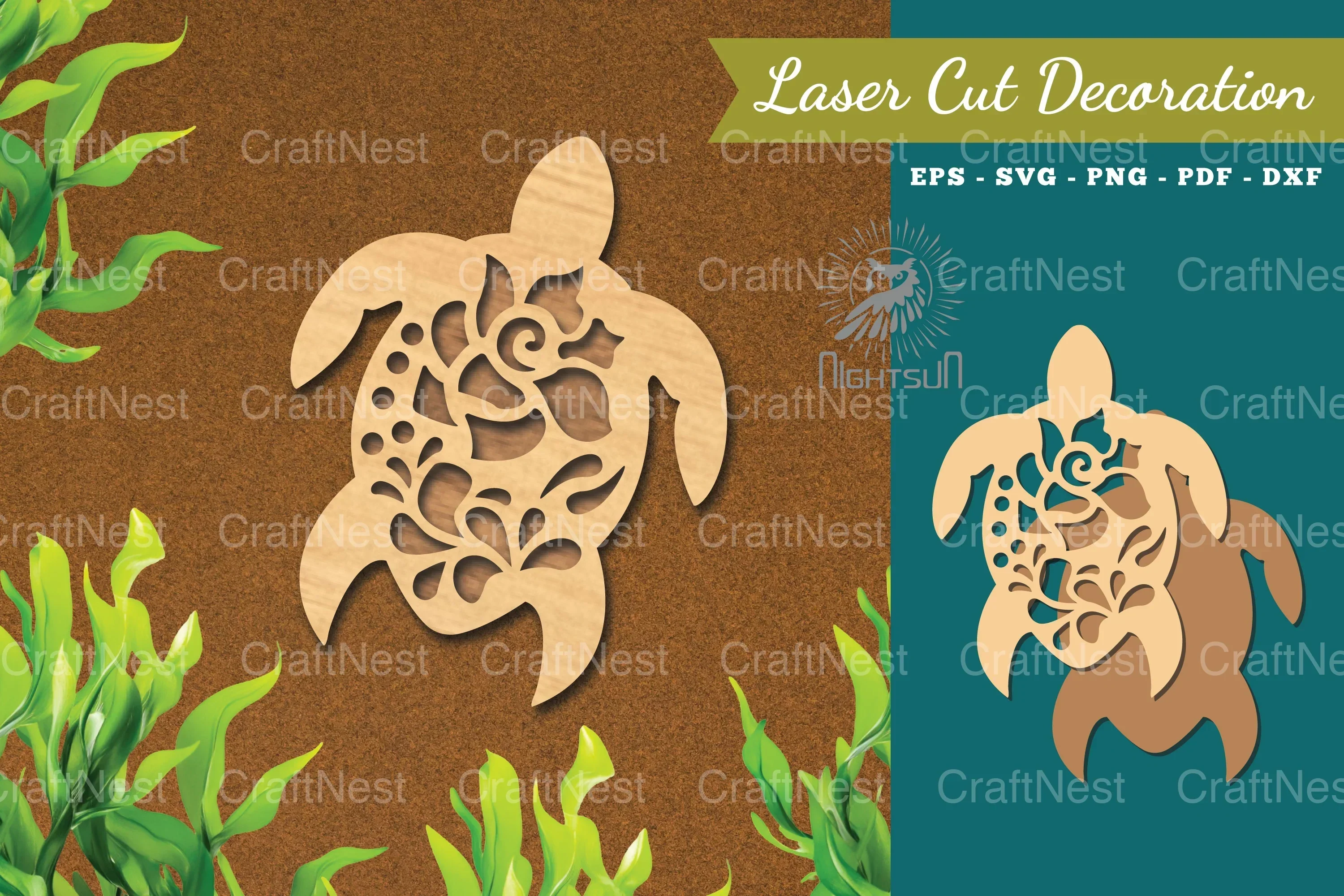 Turtle Flowers Laser Cut Decoration Bundle